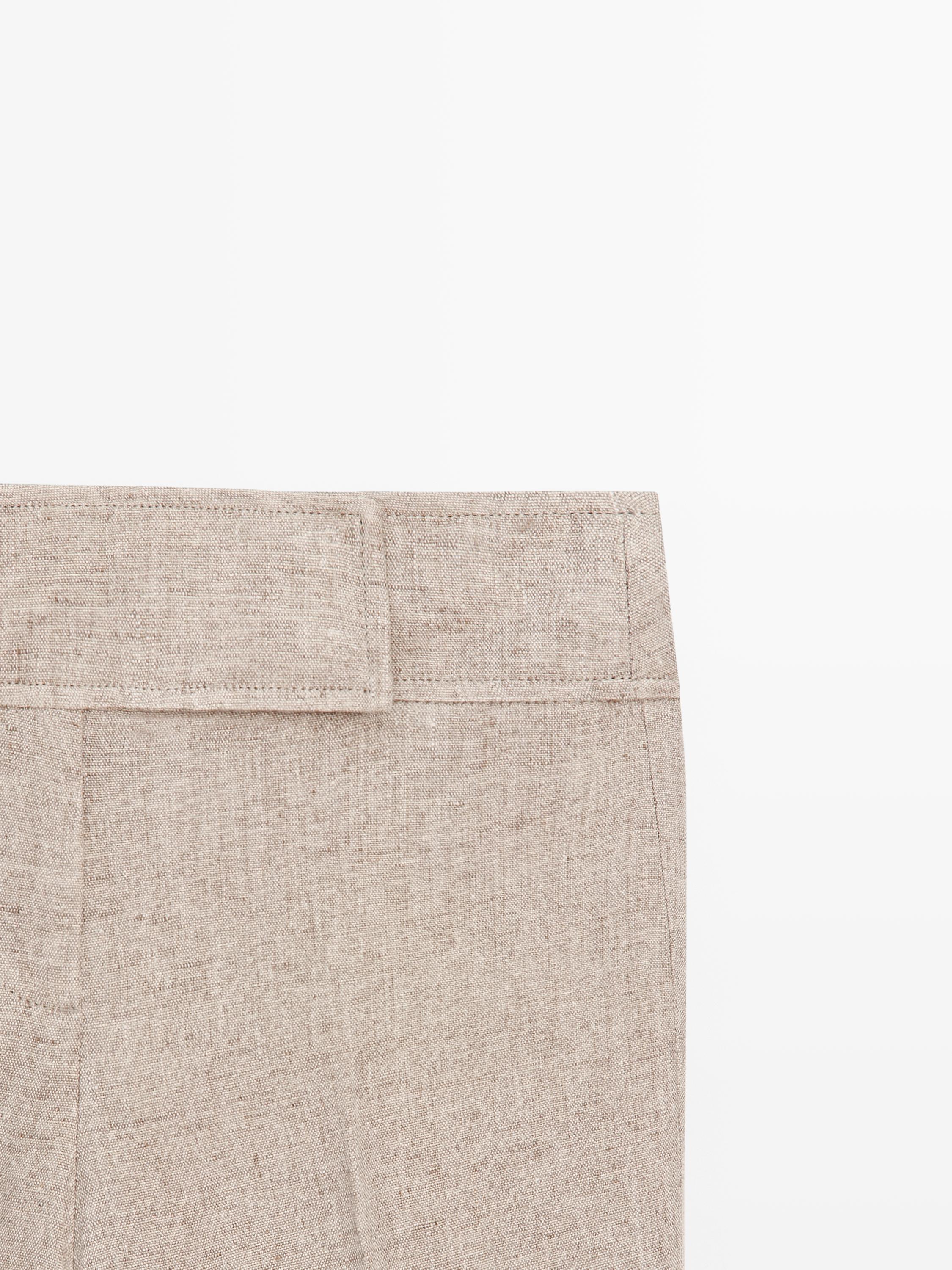 Linen melange capris — BEIGE