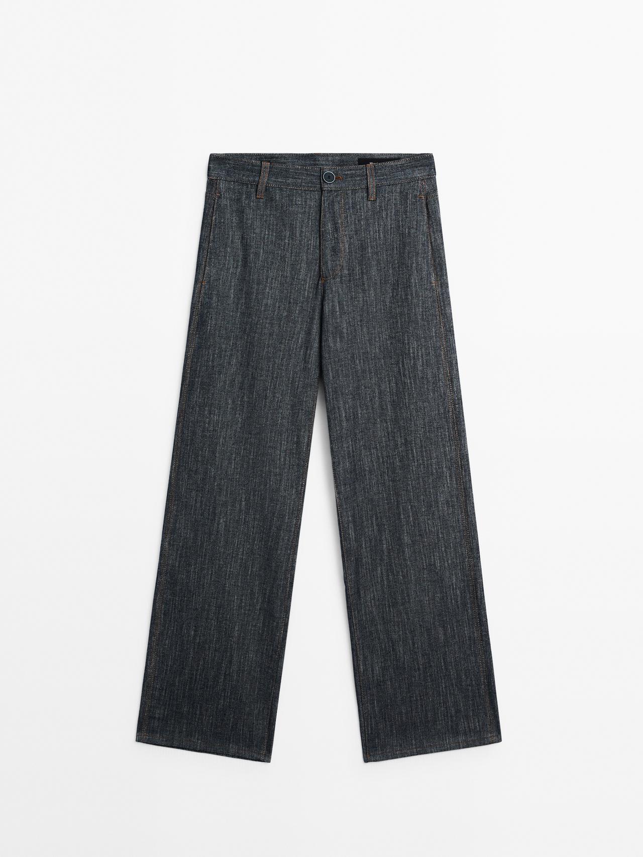 Massimo Dutti - Dame - Denimbukser I Bomuldsblanding - Marineblå - 34