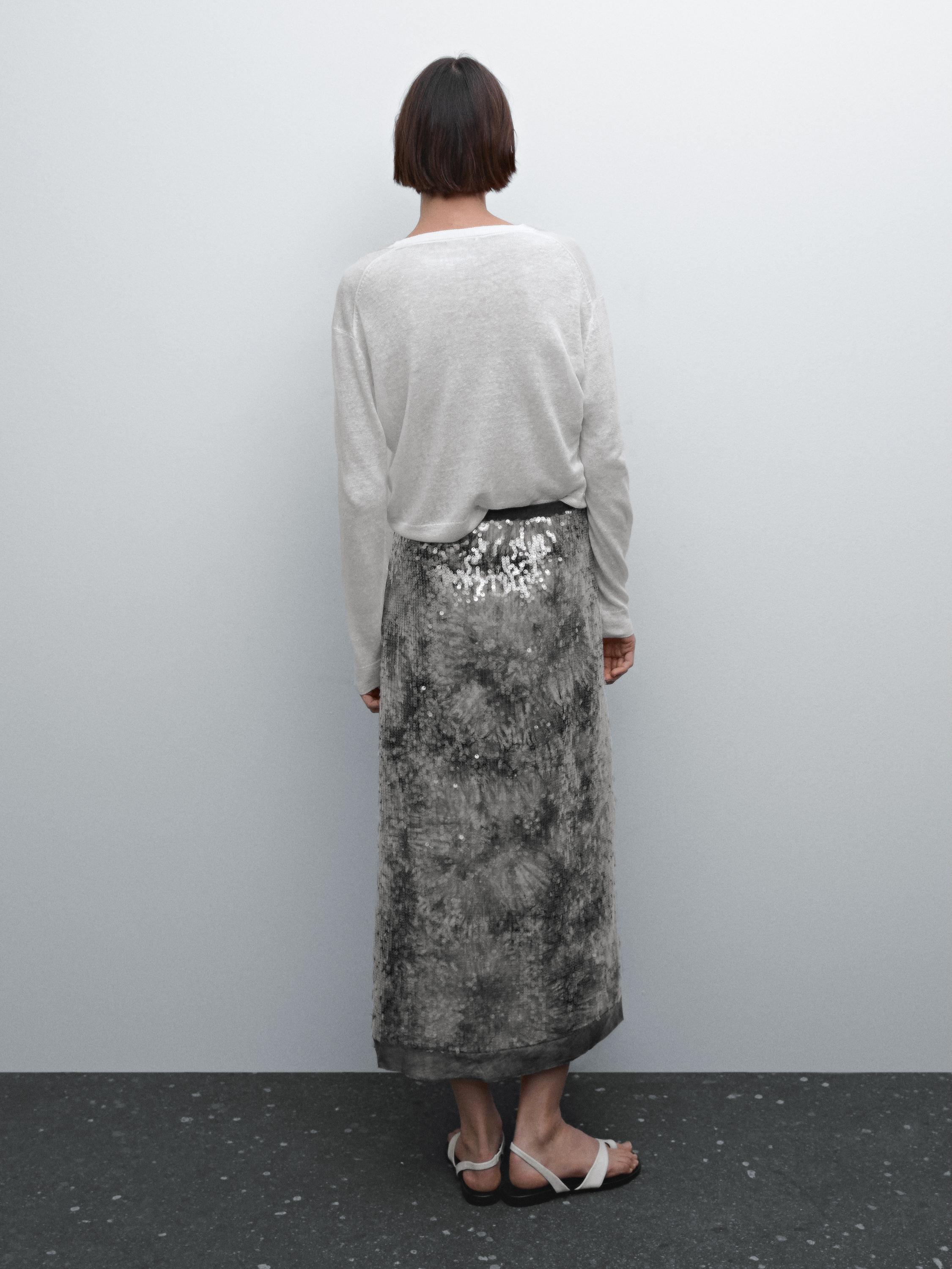 Jupe midi à paillettes