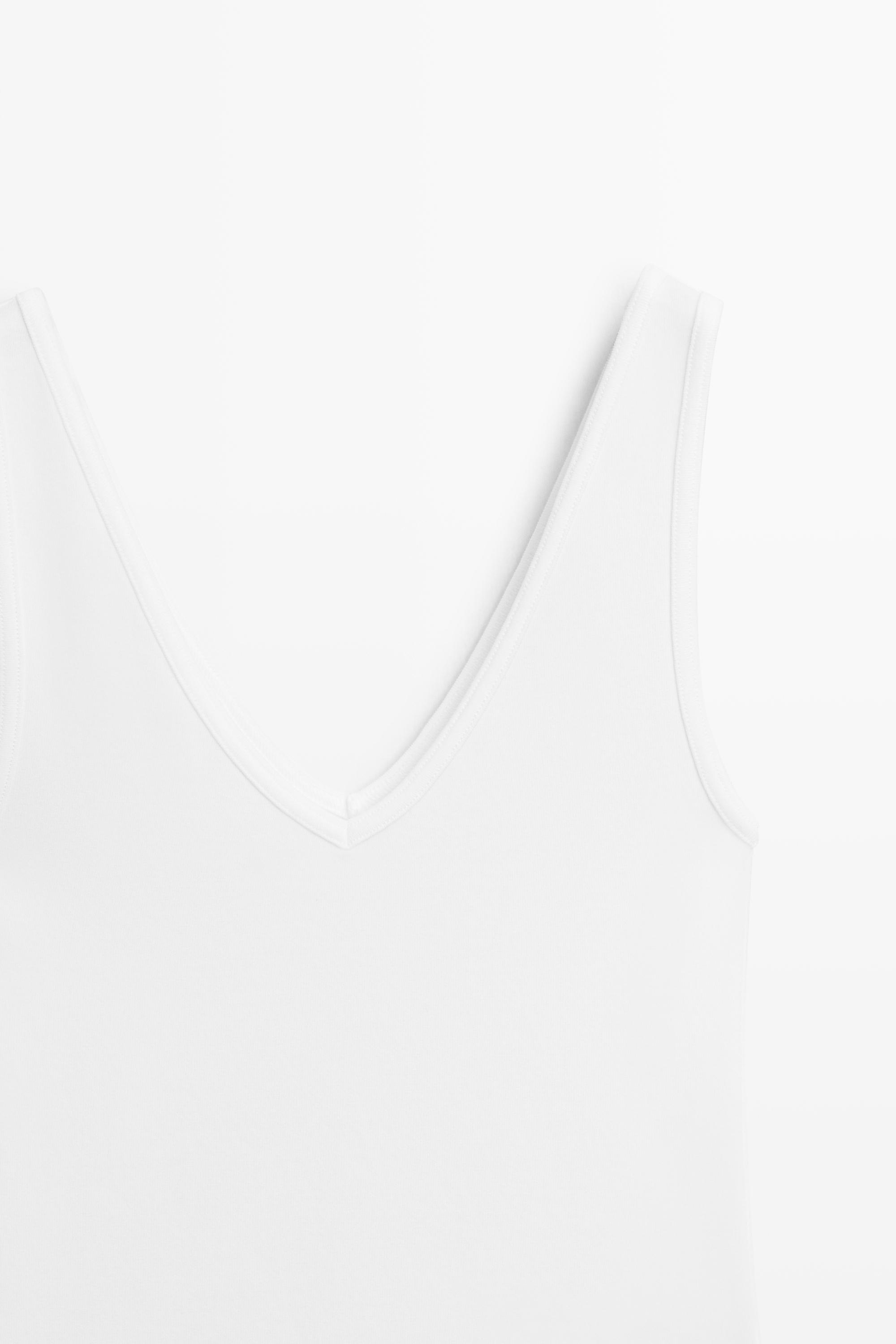 Cotton blend strappy top — WHITE