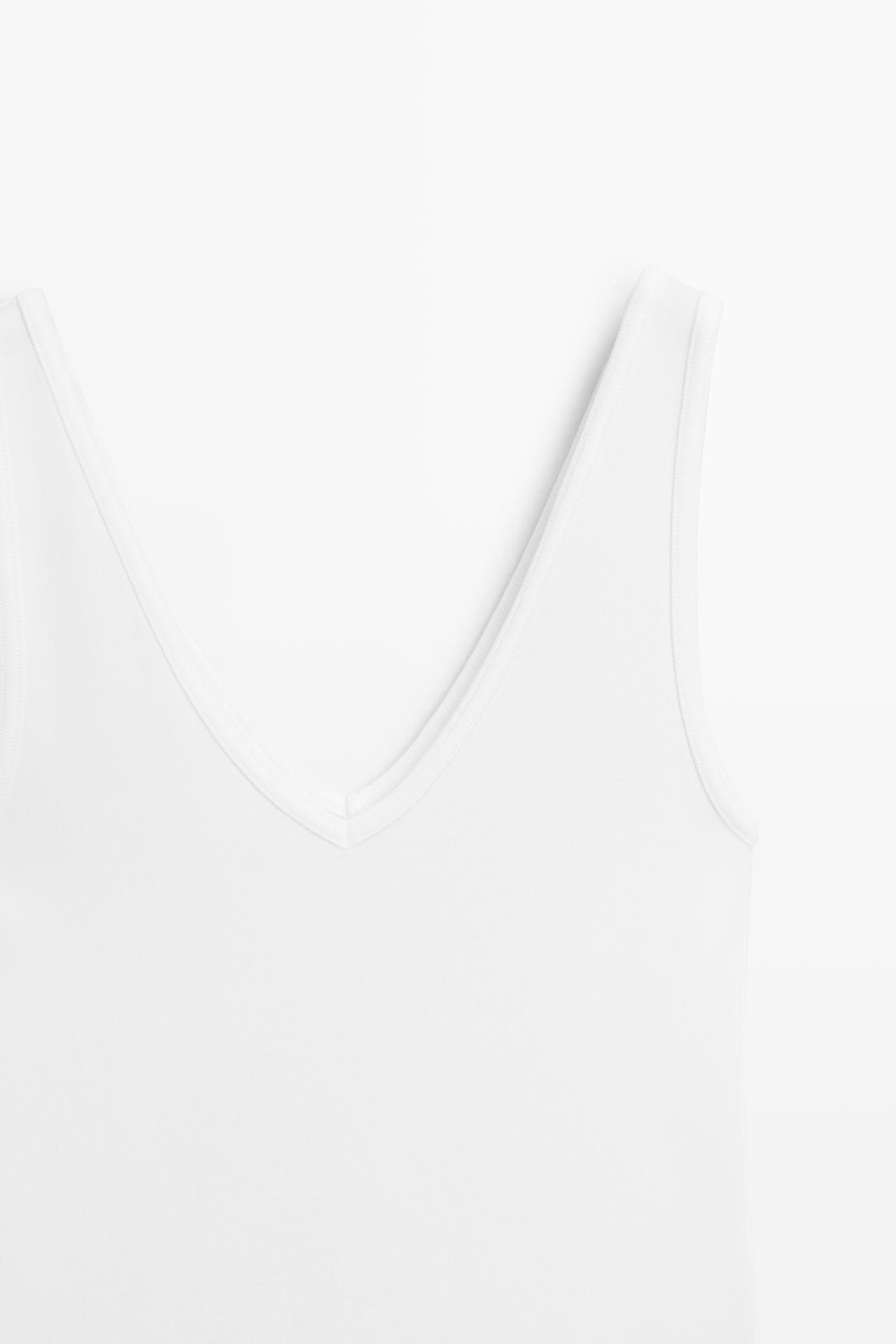 Cotton blend strappy top — WHITE