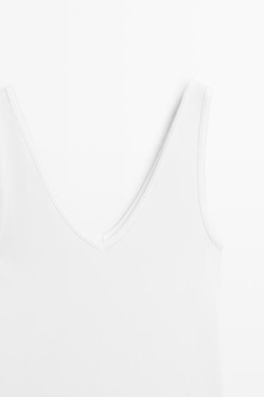 Cotton blend strappy top — WHITE 4