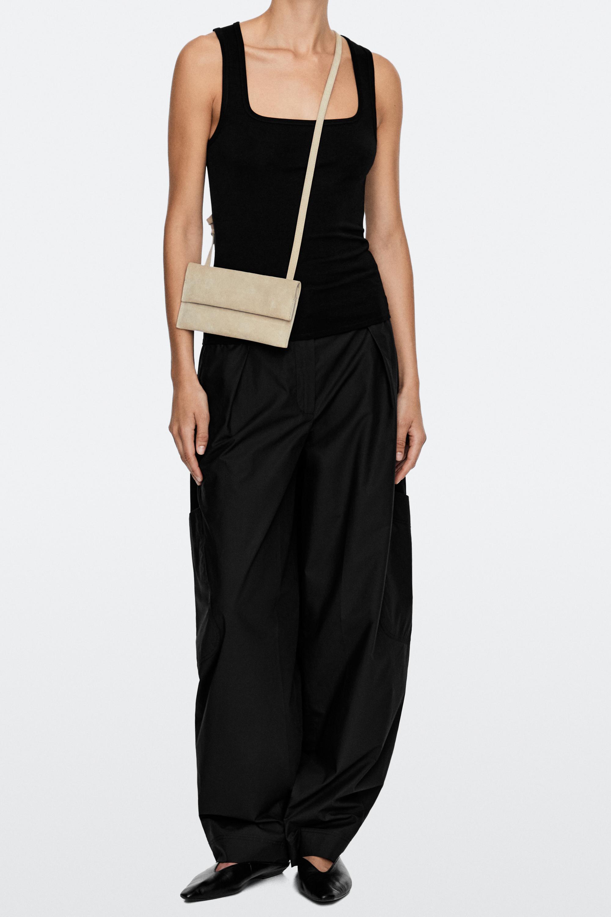 Suede leather shoulder bag — Ecru