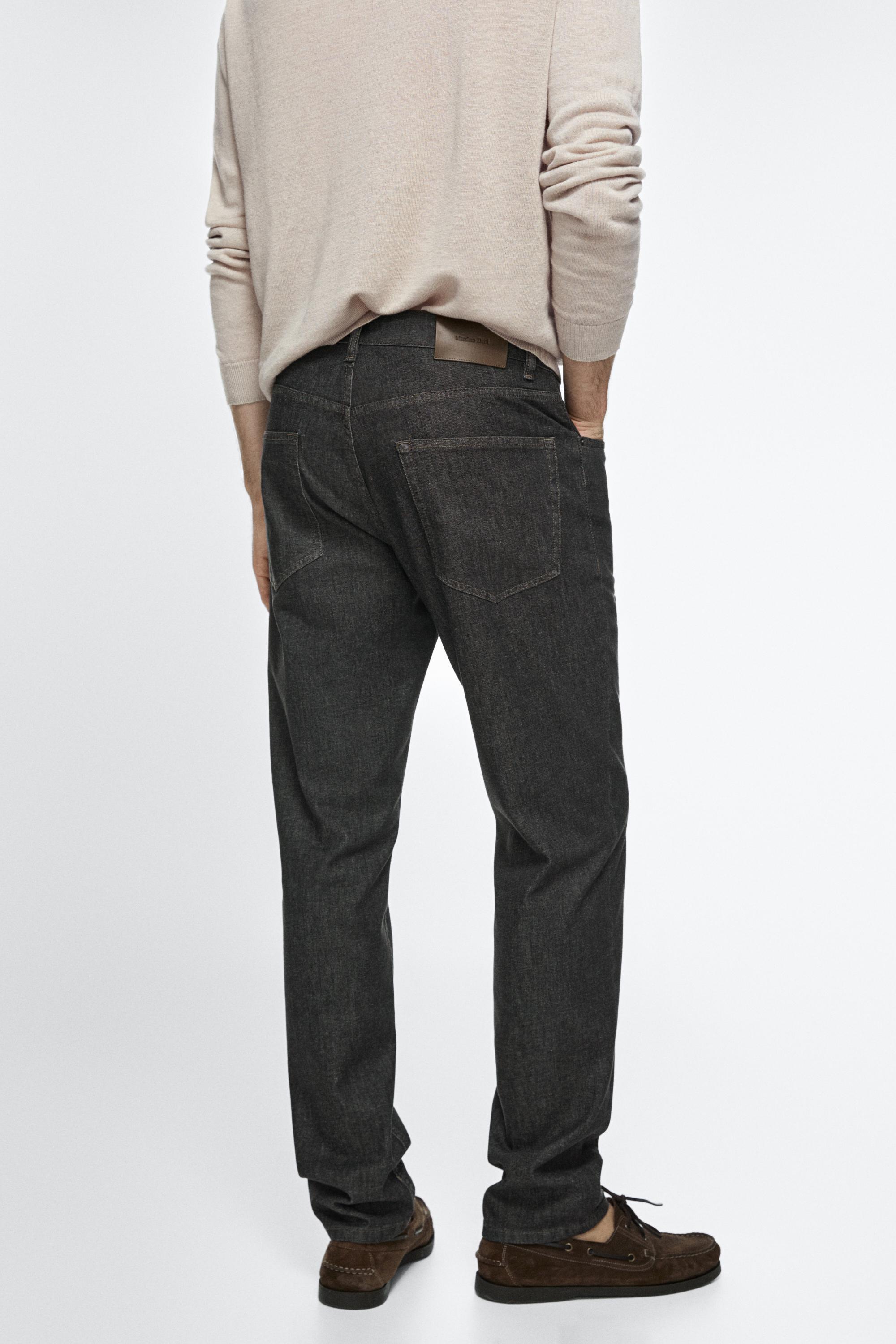 Lightweight tapered fit denim-effect trousers — BLACK