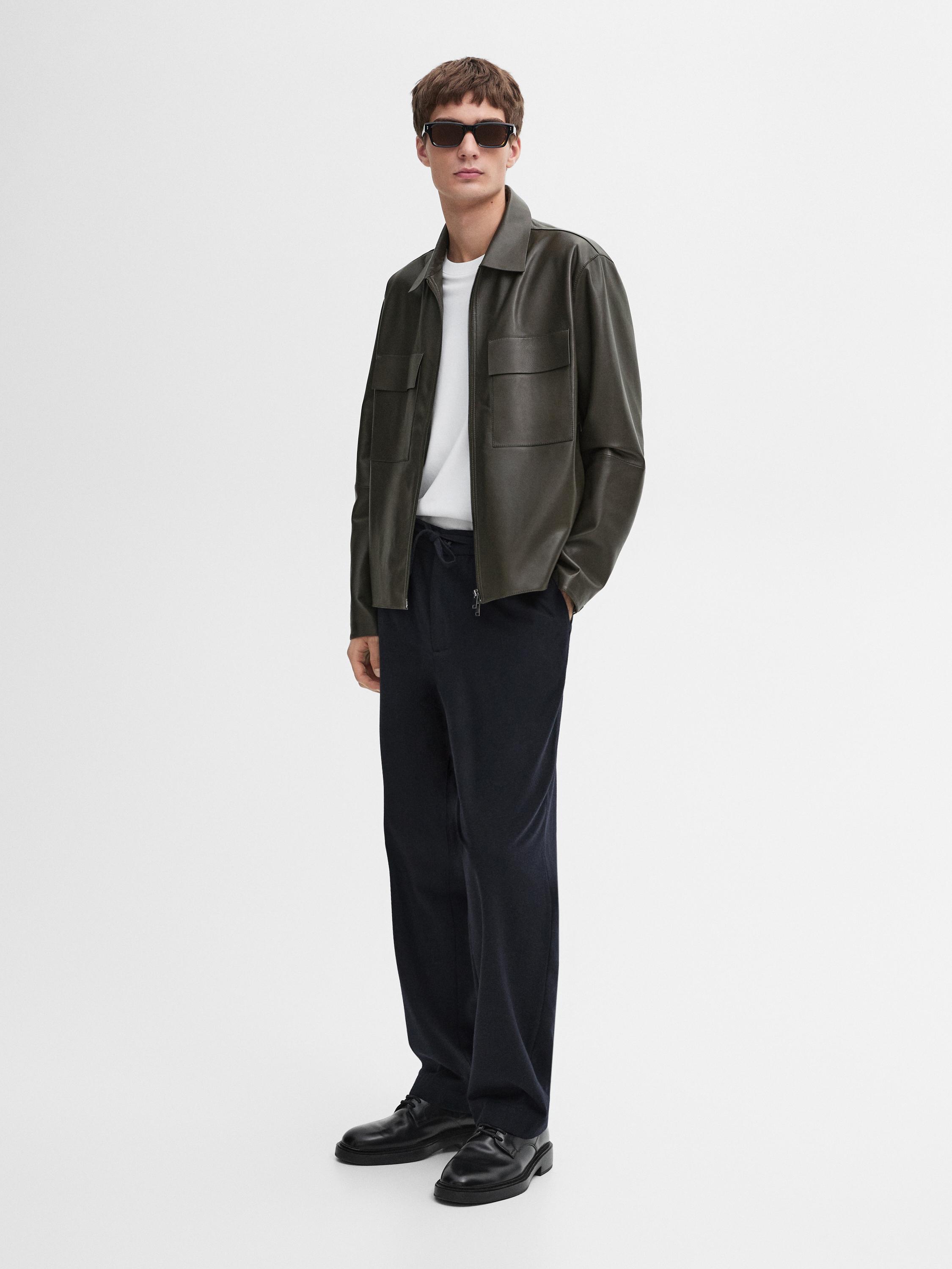 Short Nappa Leather Jacket Dark Khaki Skirts Massimo Dutti short-nappa-leather-jacket-dark-khaki-skirts-massimo-dutti