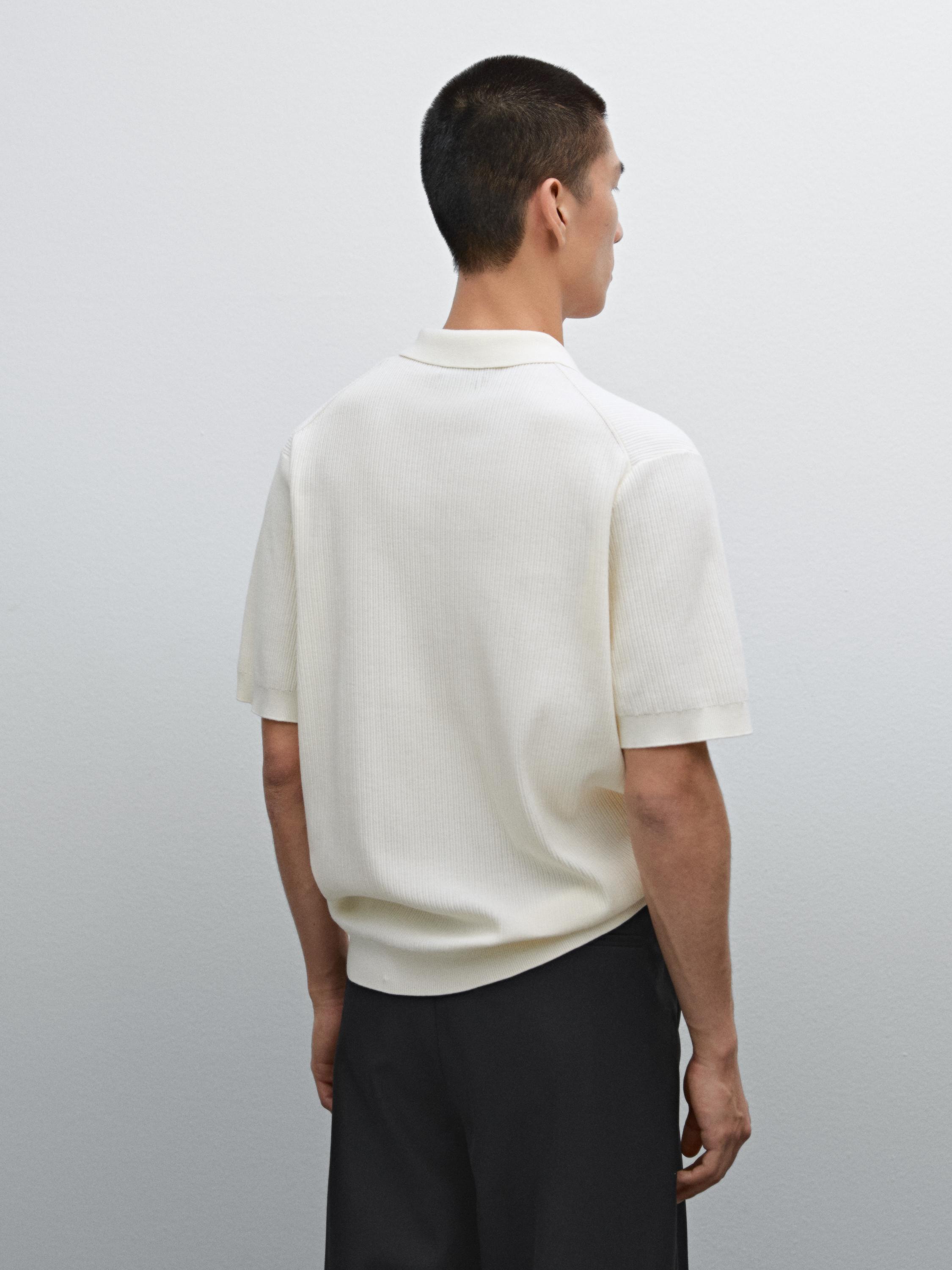 100% cotton ribbed knit polo shirt