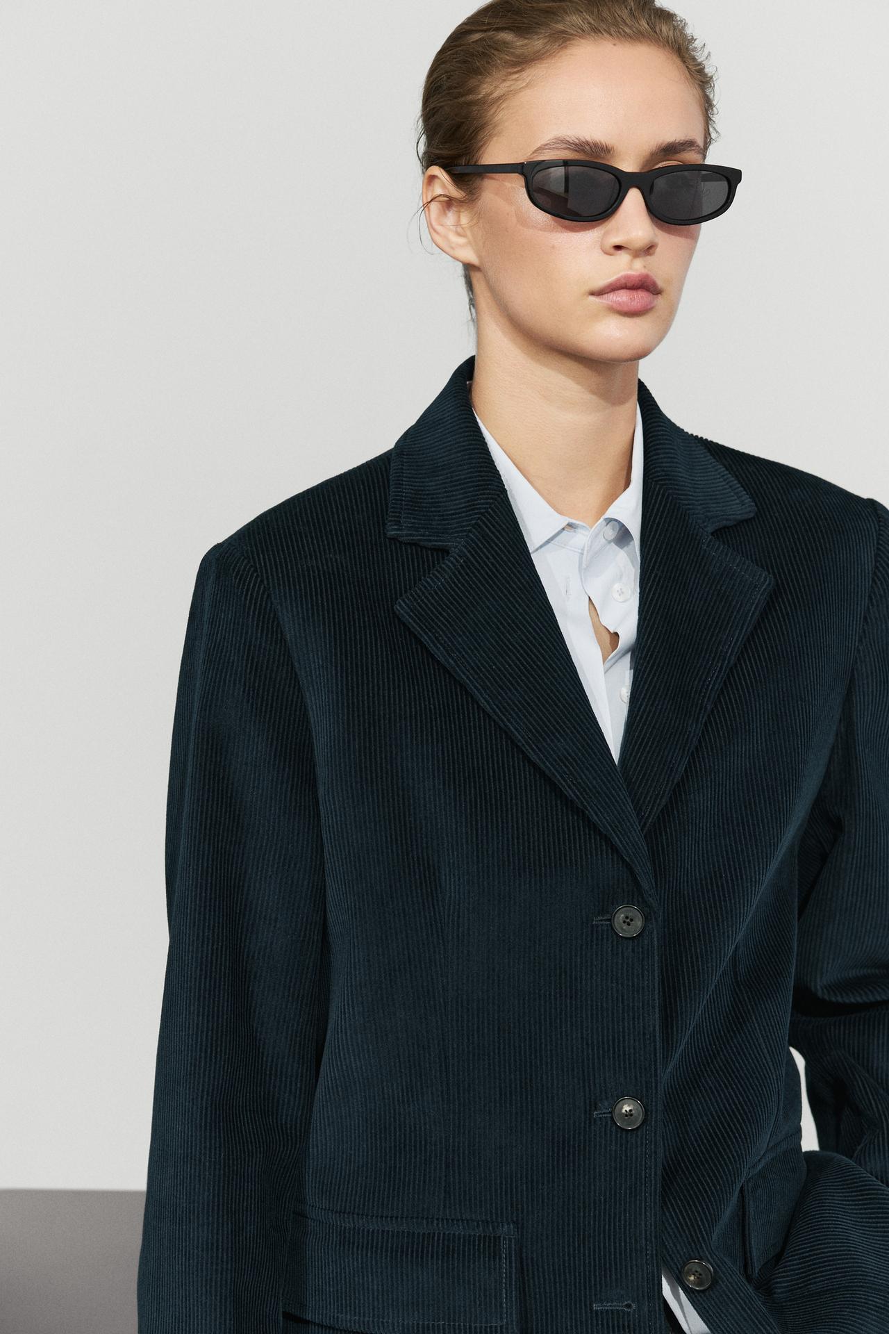 100% cotton corduroy blazer — Dark Blue