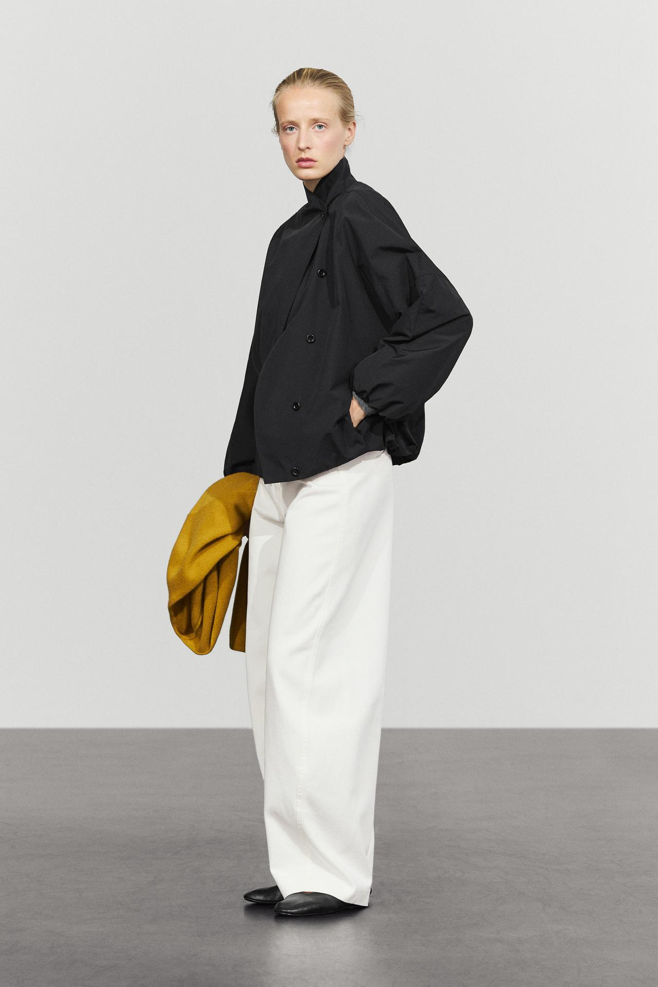 Technical bomber jacket with side button — BLACK