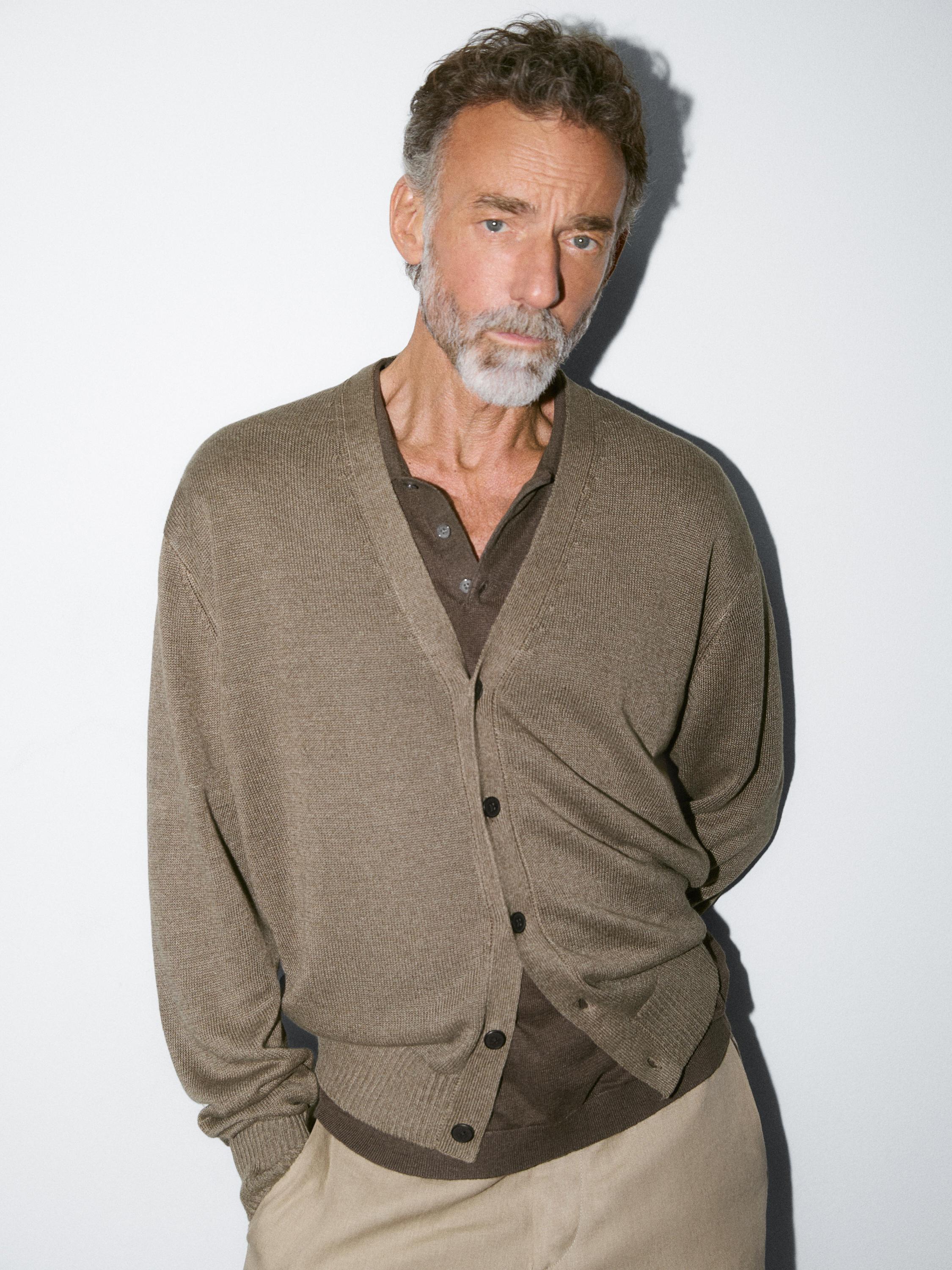 Linen blend knitted cardigan