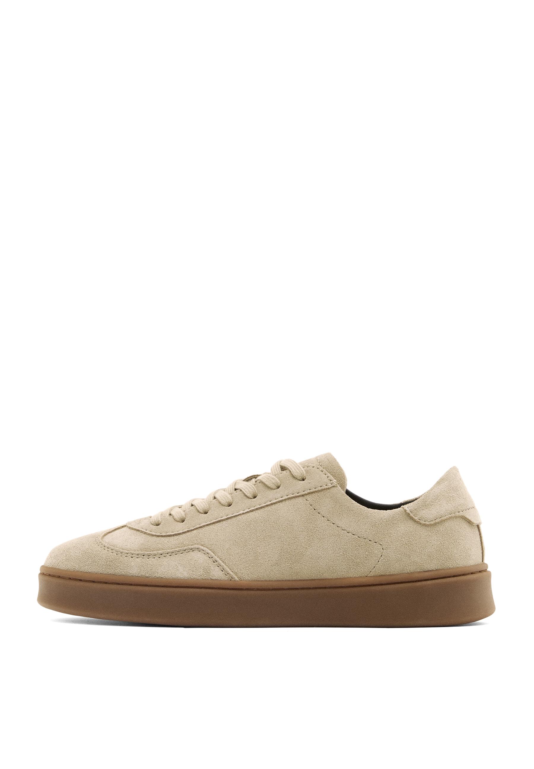 Split suede leather trainers — SAND BROWN