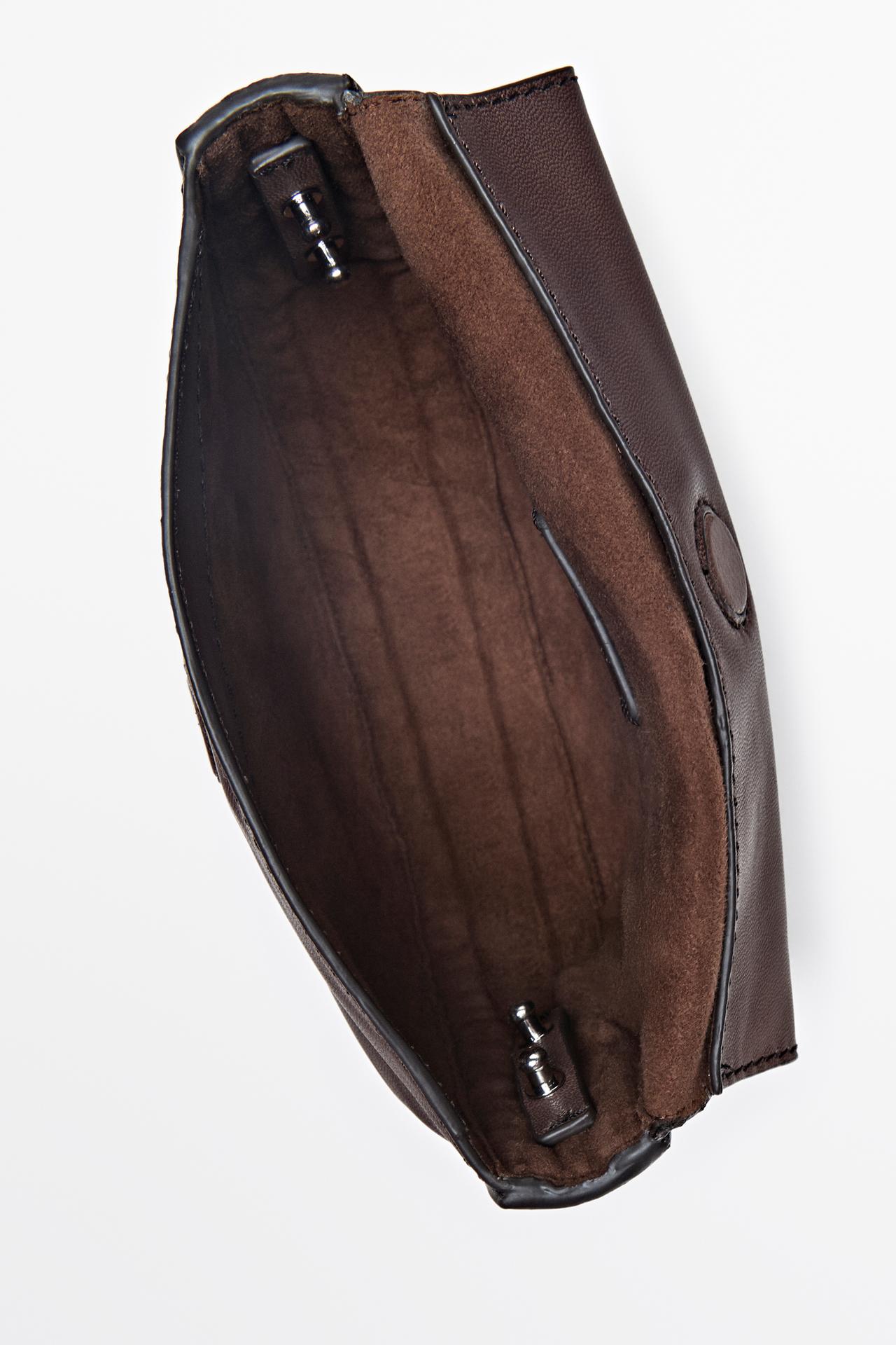Nappa leather mini crossbody bag — BROWN MARL