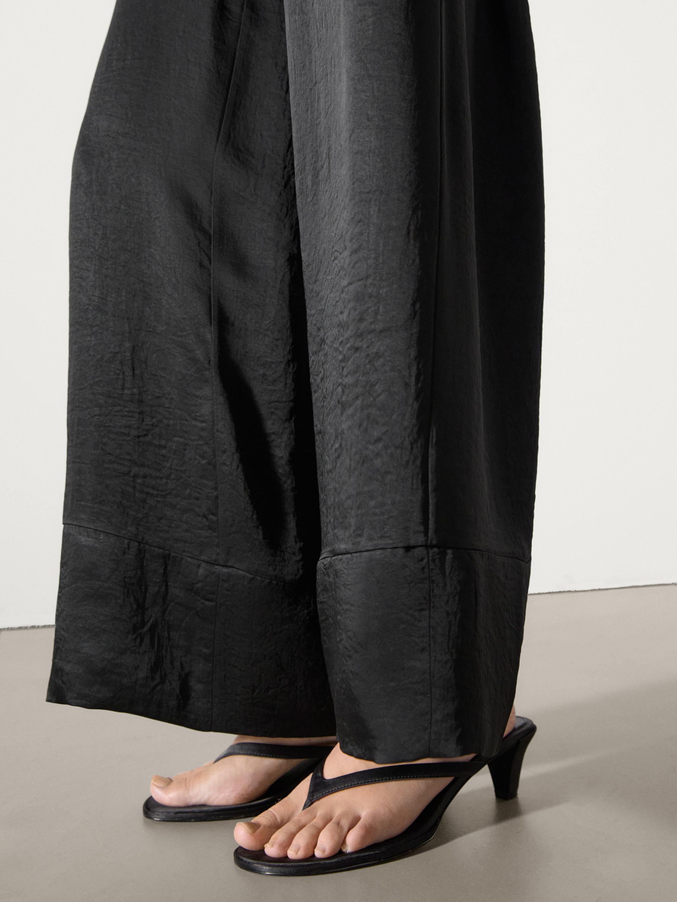 Wide-leg satin trousers