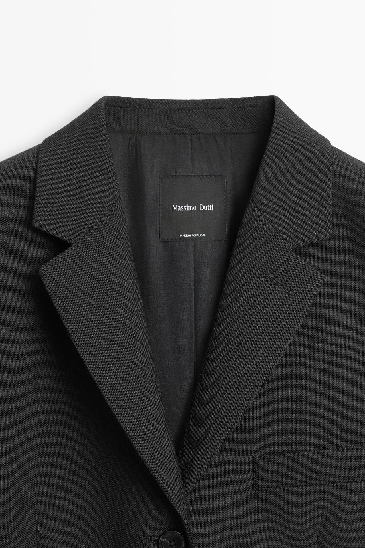 Three-button wool blazer — DARK GREY