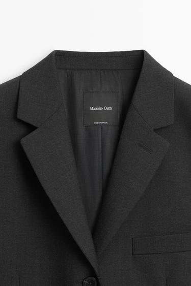 Three-button wool blazer — DARK GREY 4