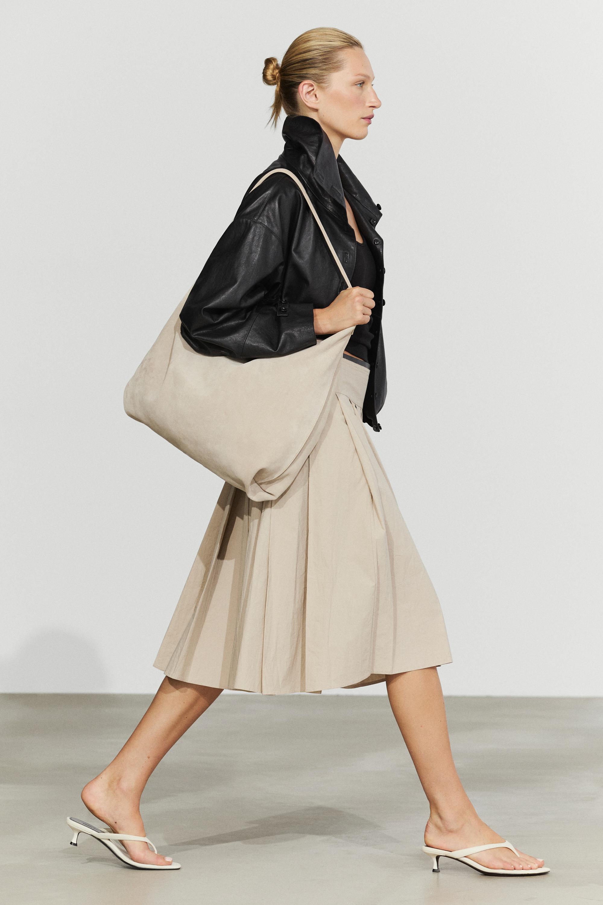 Nappa leather bomber jacket with button detail — BLACK