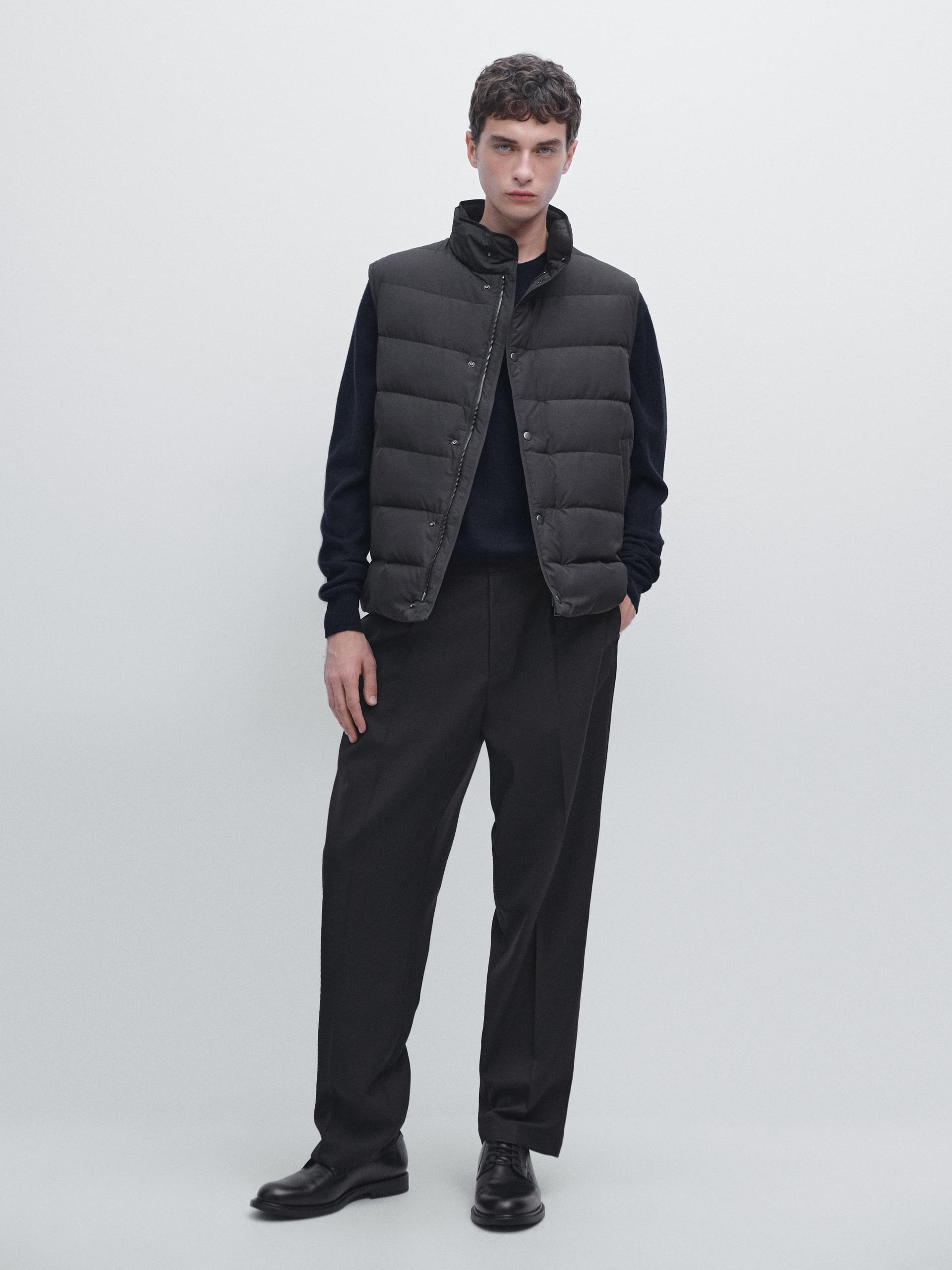 Gilet Imbottito Misto Piumino Water Repellent - Nero - M - Massimo Dutti - Maschile