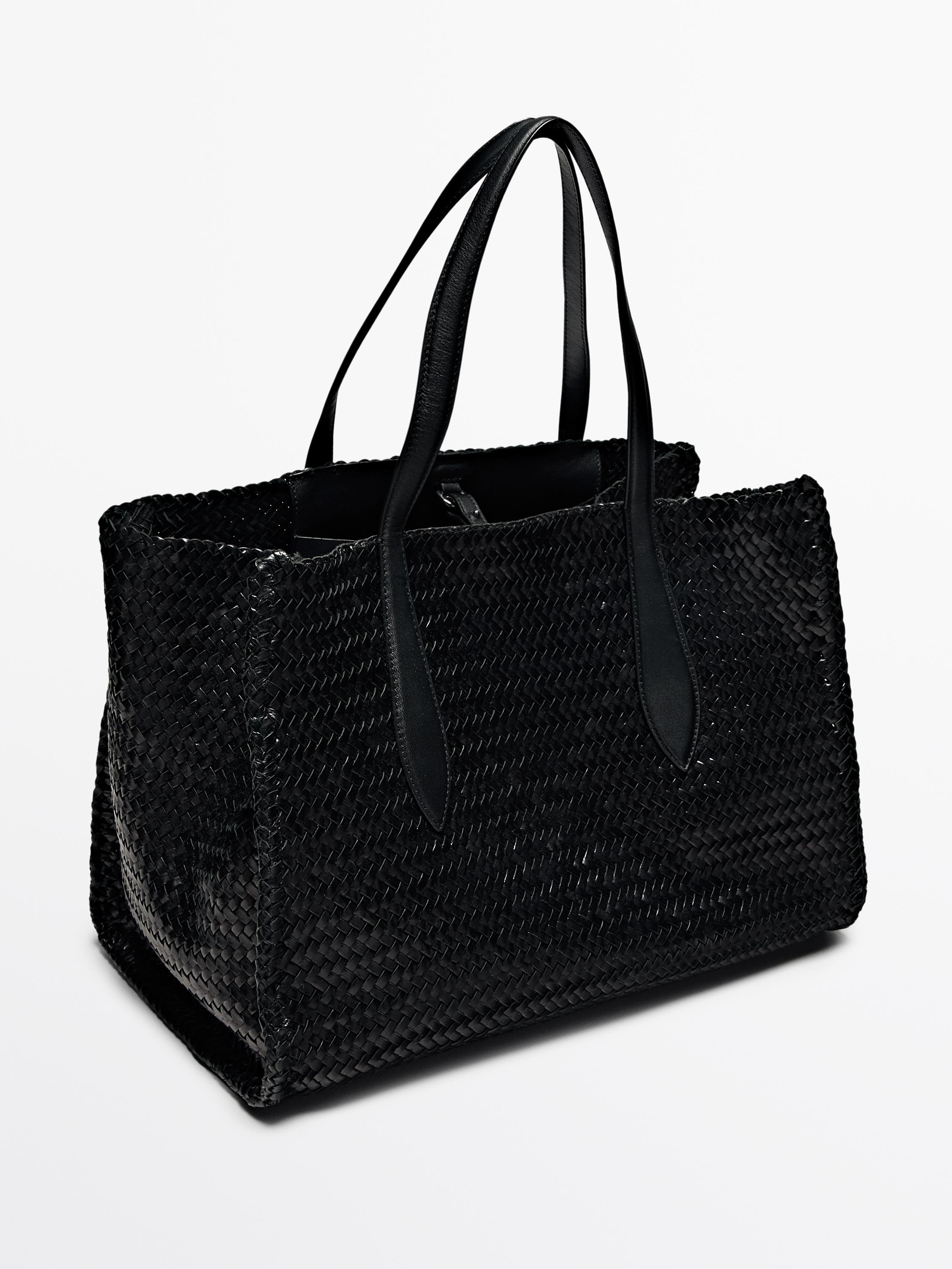Grand sac satchel tressé en cuir nappa