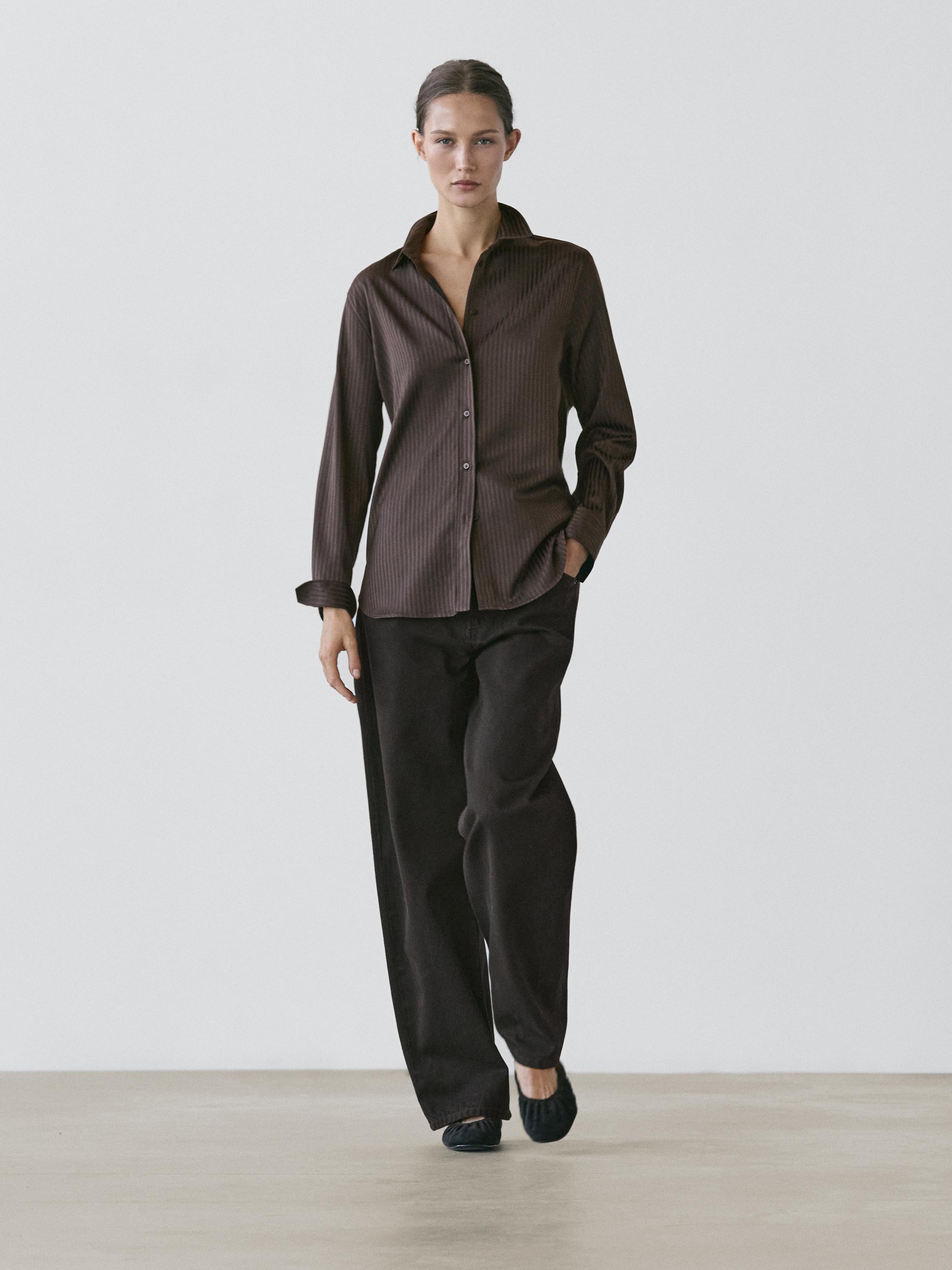 Striped flowing shirt — BROWN