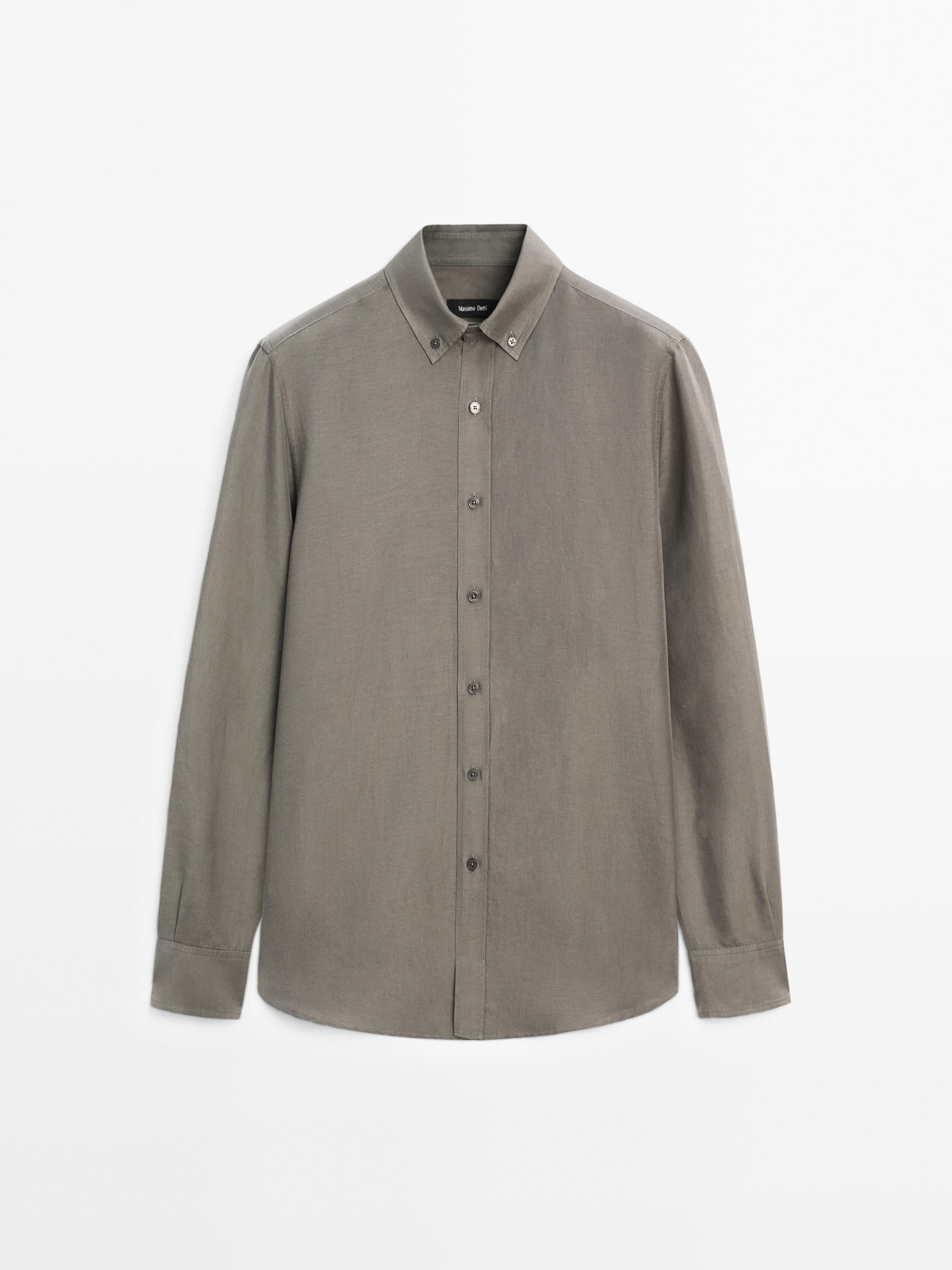 Regular fit shirt with linen