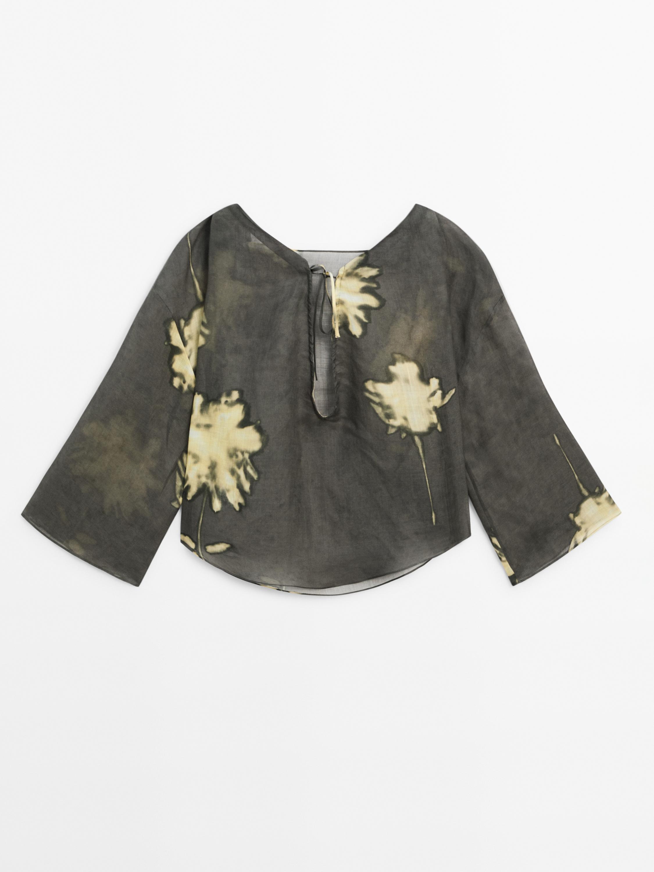 Long sleeve top with drawstring detail