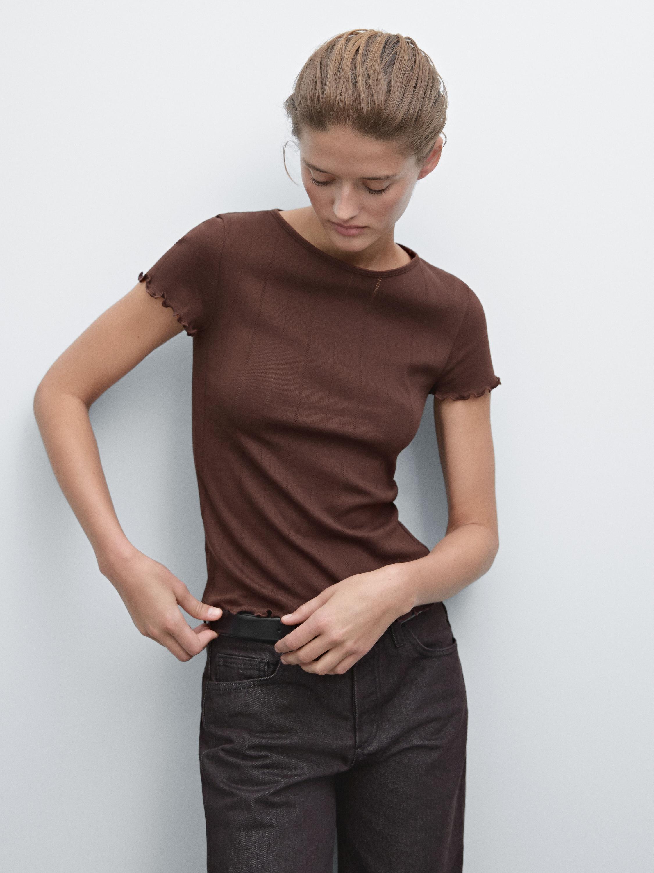 Camiseta pointelle rib ondulado algodón