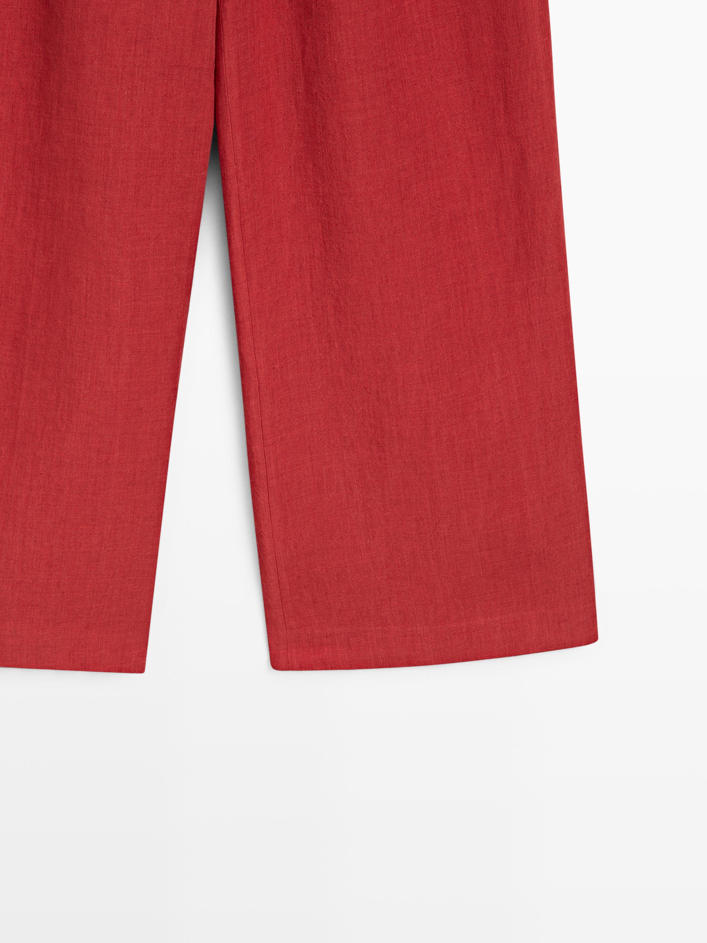 Loose fit high-waist linen trousers — REDDISH