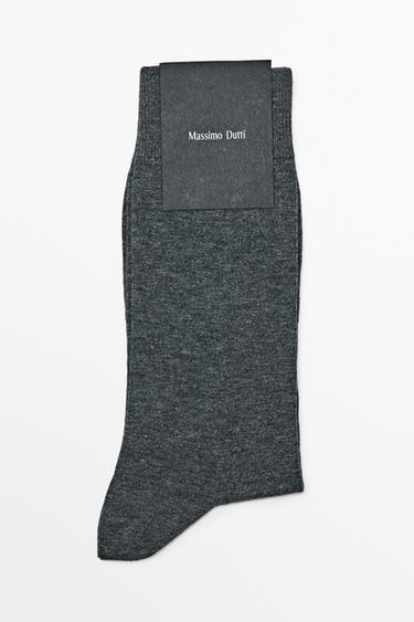 Plain cotton blend knit socks — GREY 1