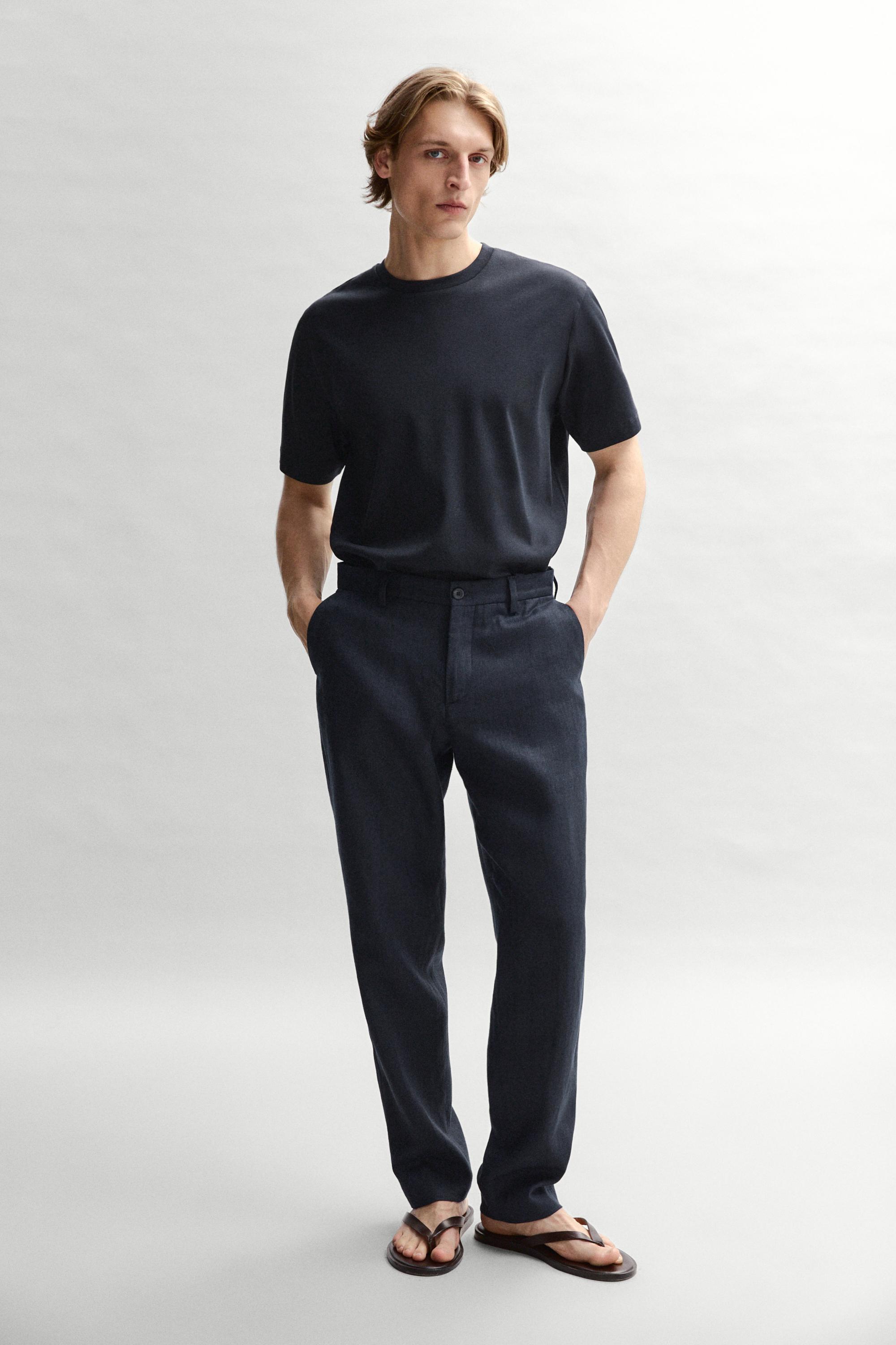 100% mercerised cotton T-shirt — NAVY BLUE