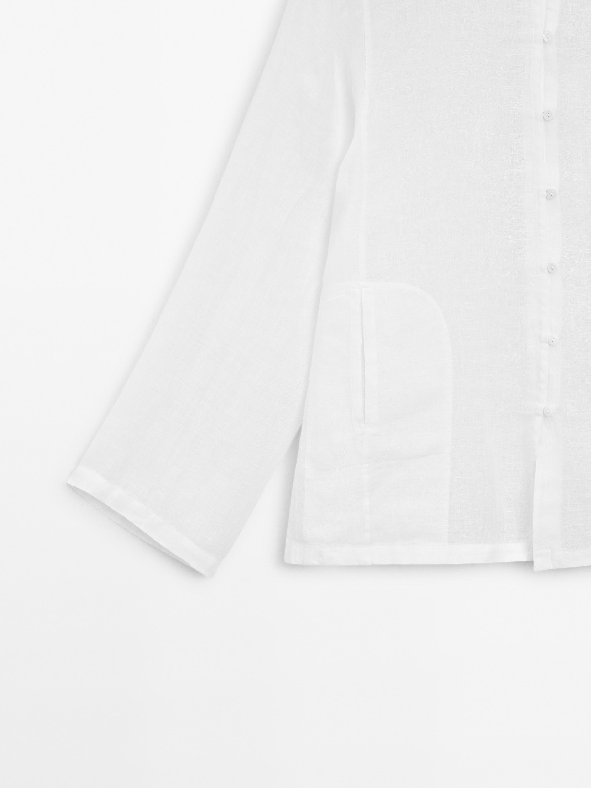 100% linen stand-up collar shirt