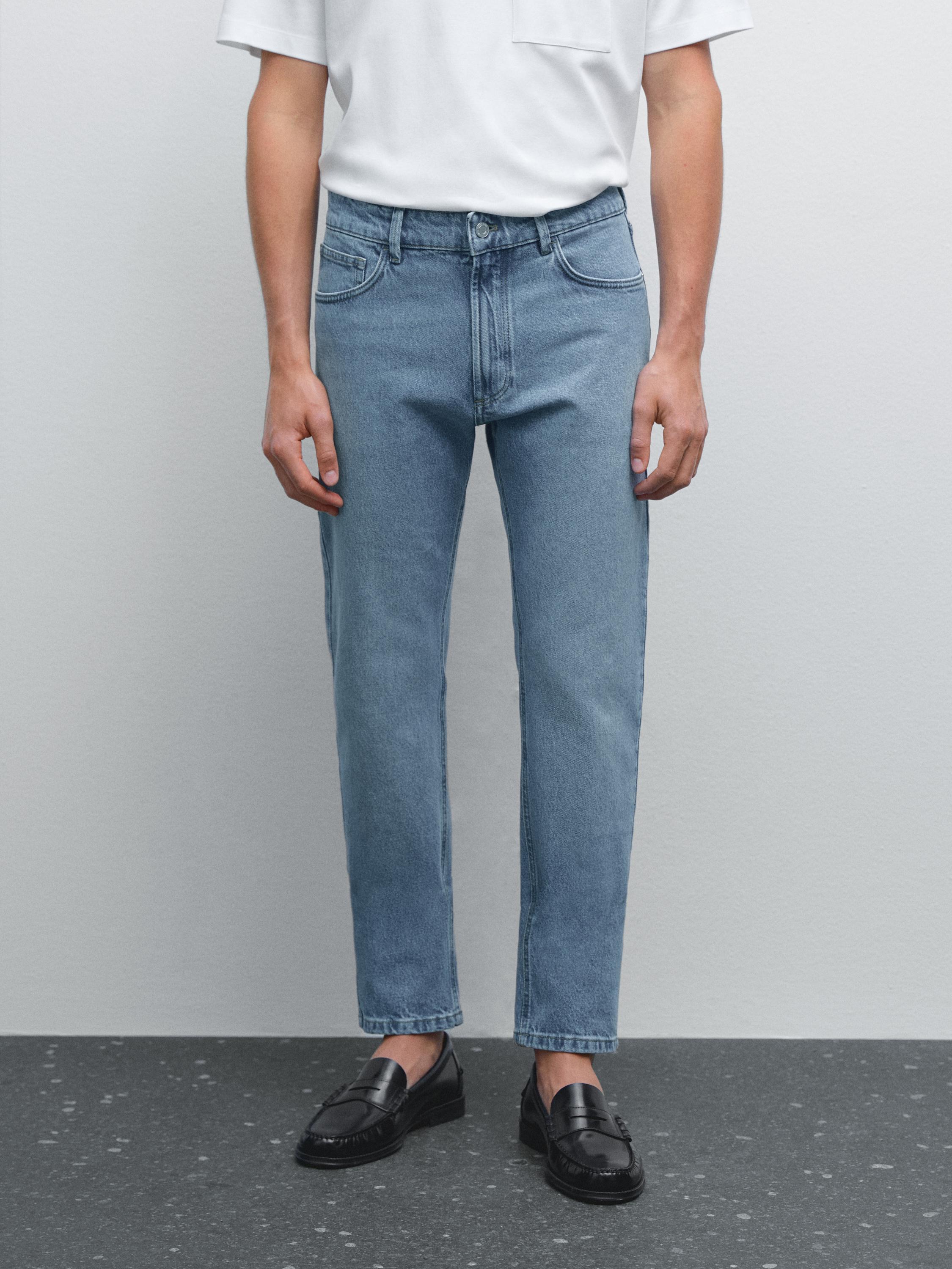 Cotton blend slim fit jeans