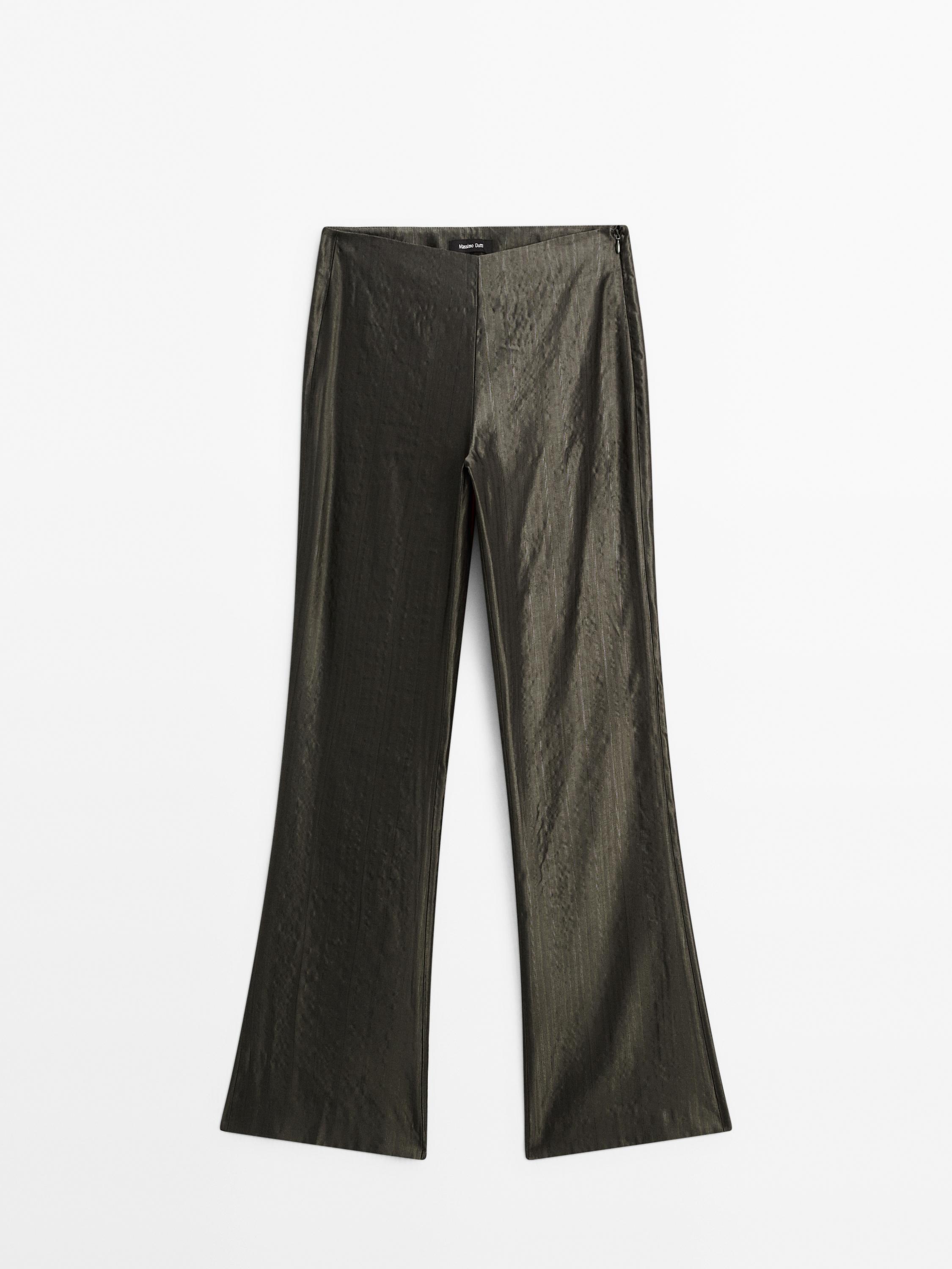 Mid-rise flared jacquard trousers