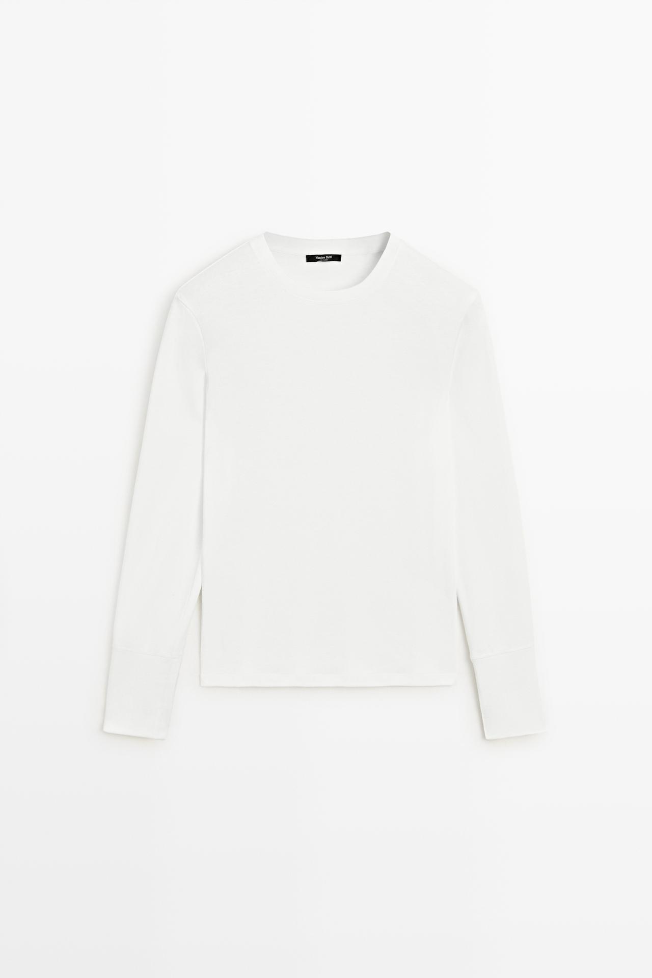 100% cotton long sleeve T-shirt — Off white
