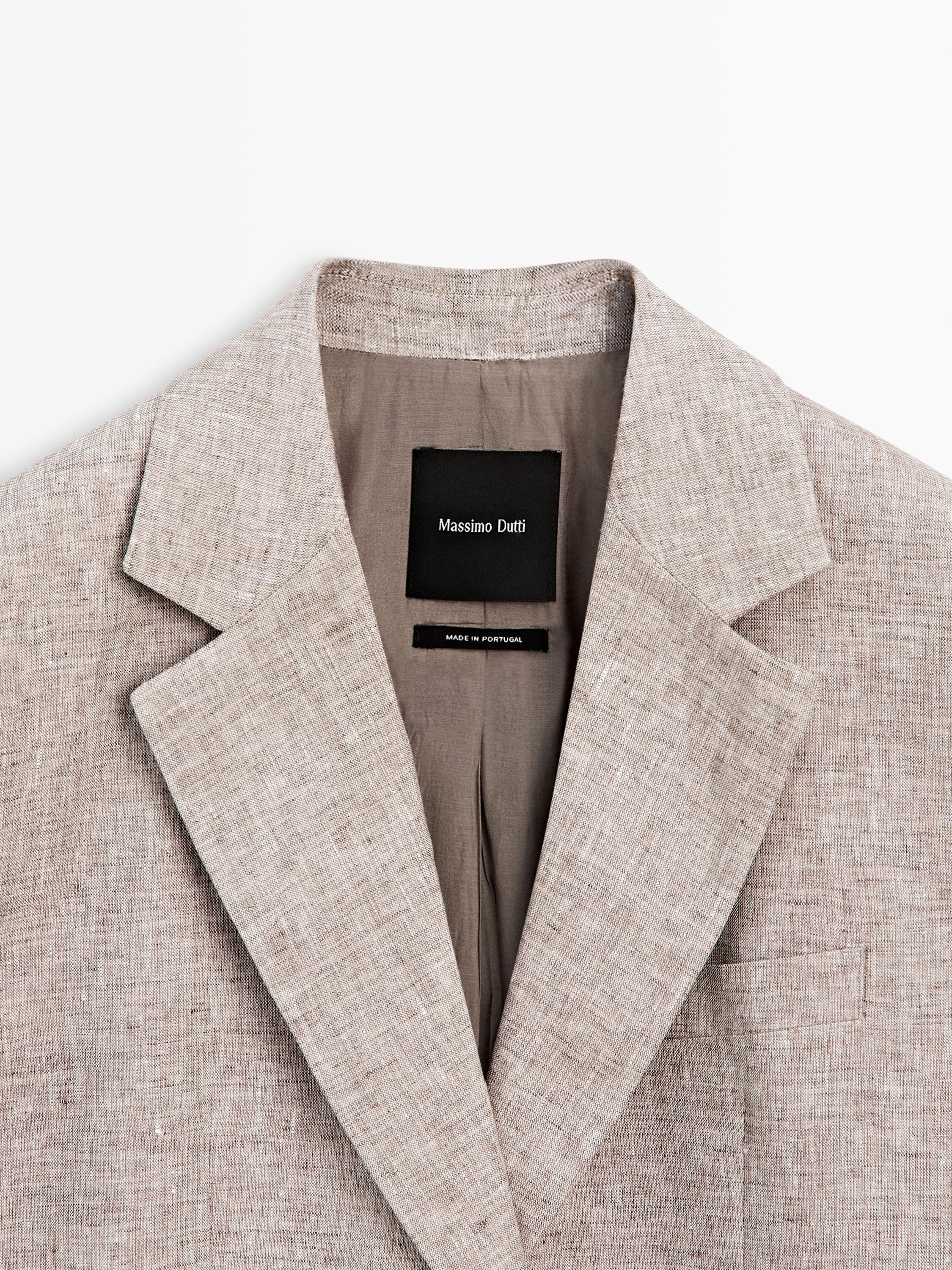 100% linen suit blazer — BEIGE