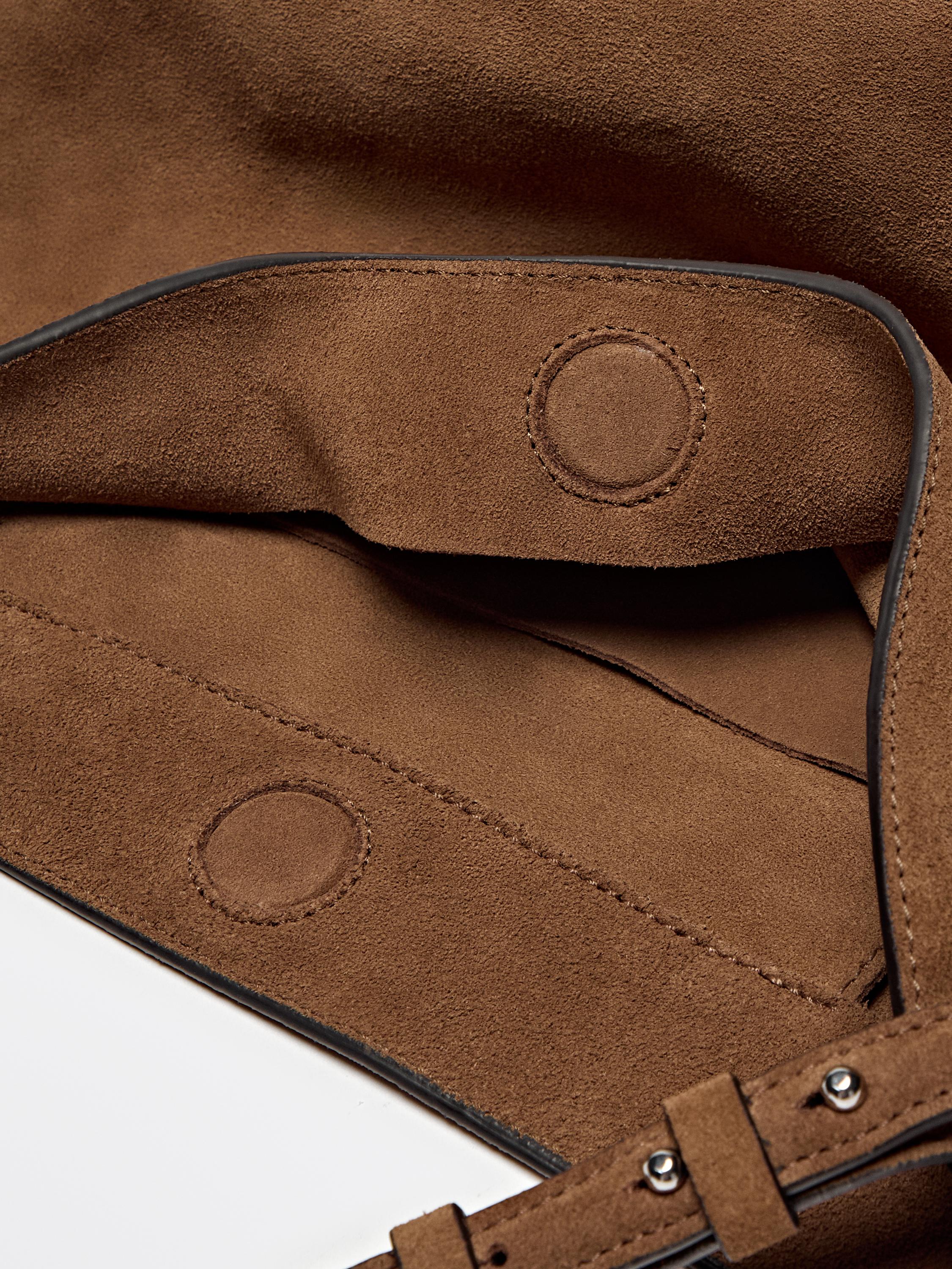 Bolso bucket piel serraje