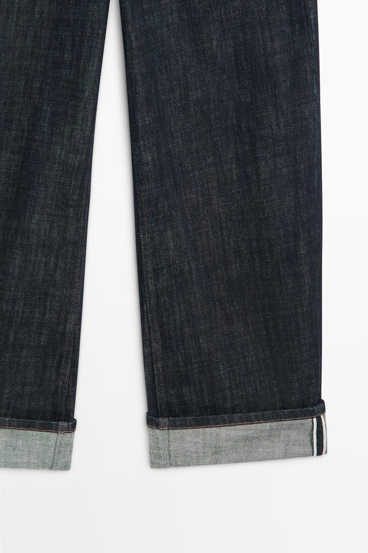 High-waist barrel fit jeans with cuffed hems — DARK BLUE