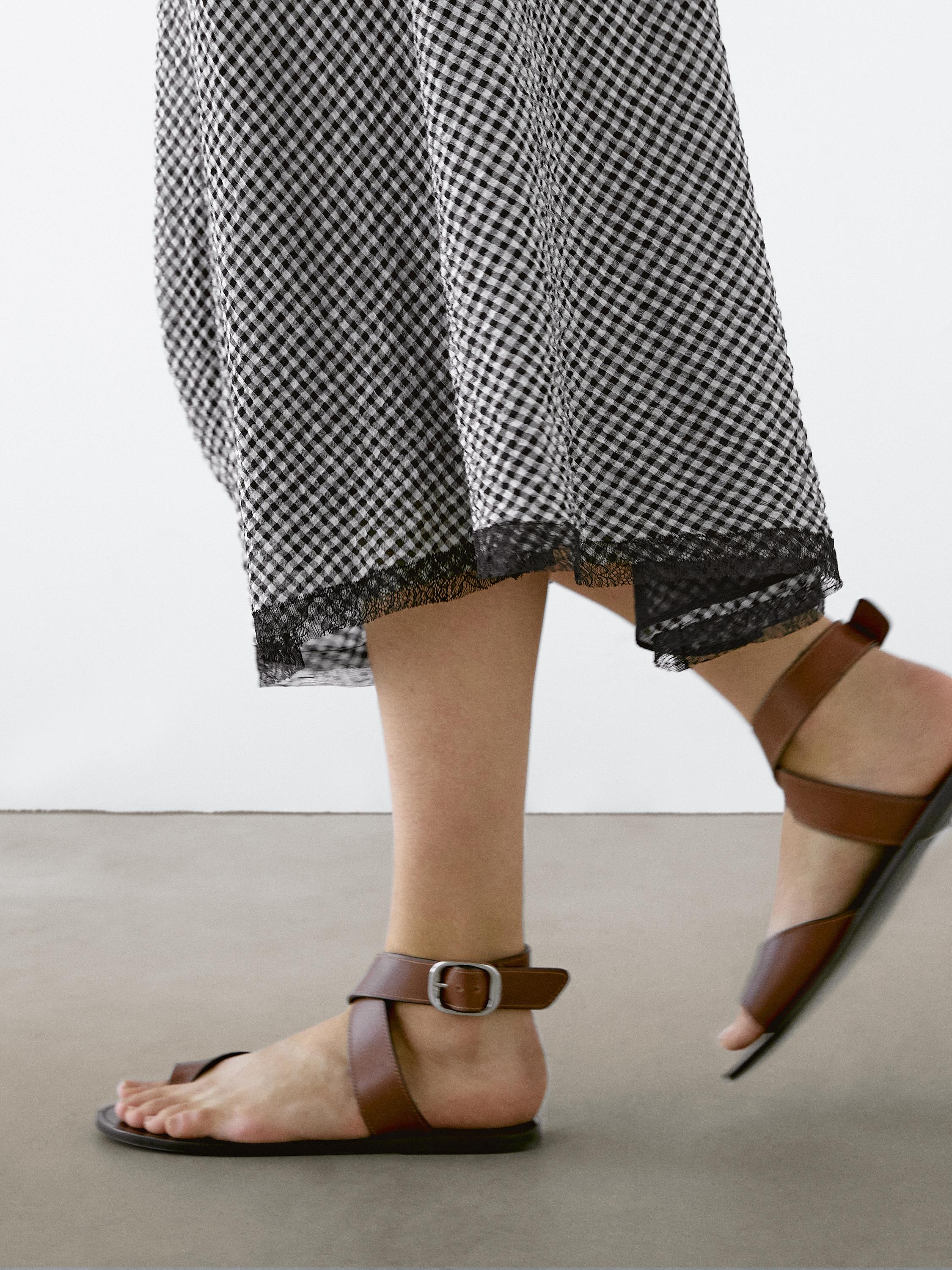 Gingham lace midi dress