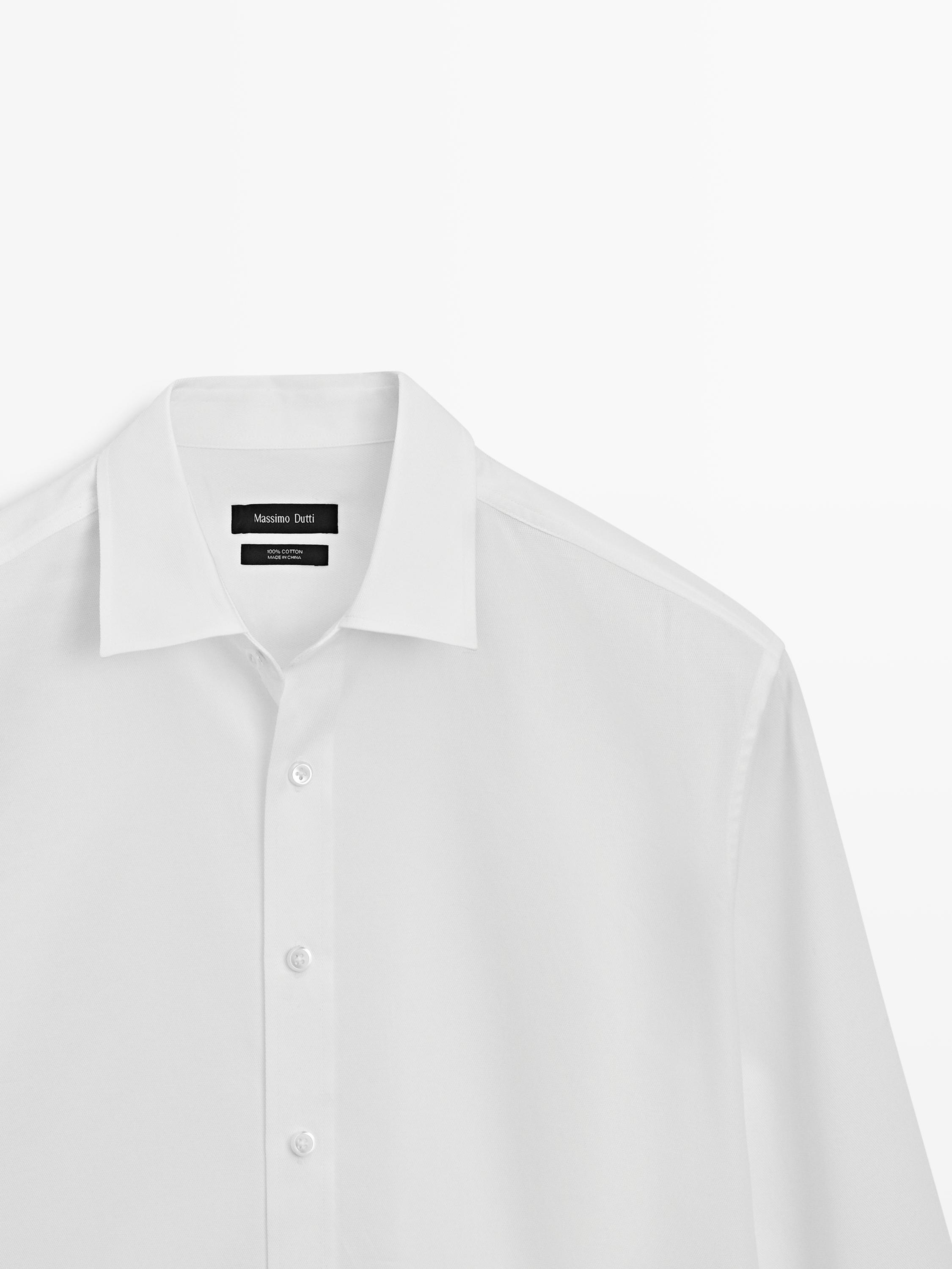 Slim fit 100% cotton shirt — WHITE