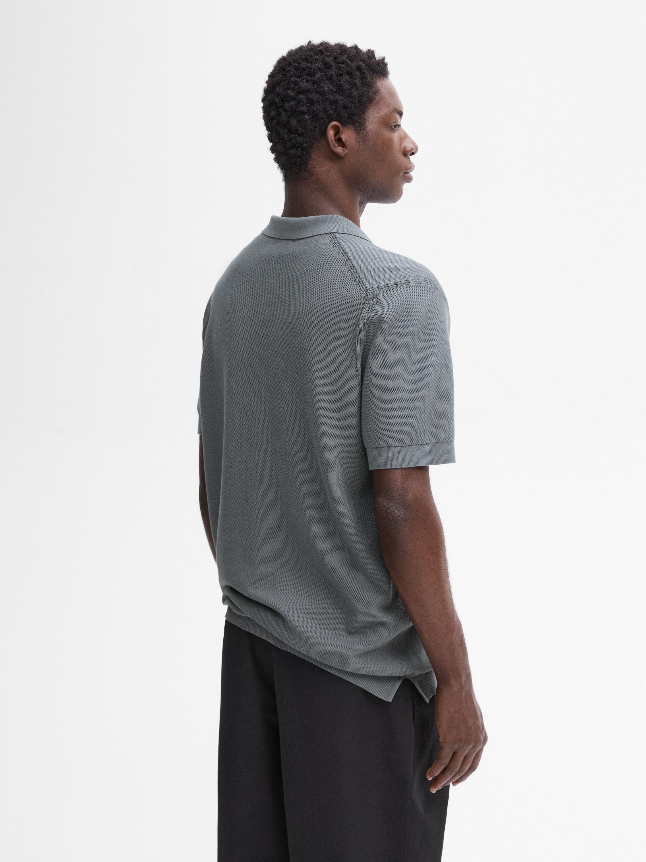 Pull polo à manches courtes en maille de coton