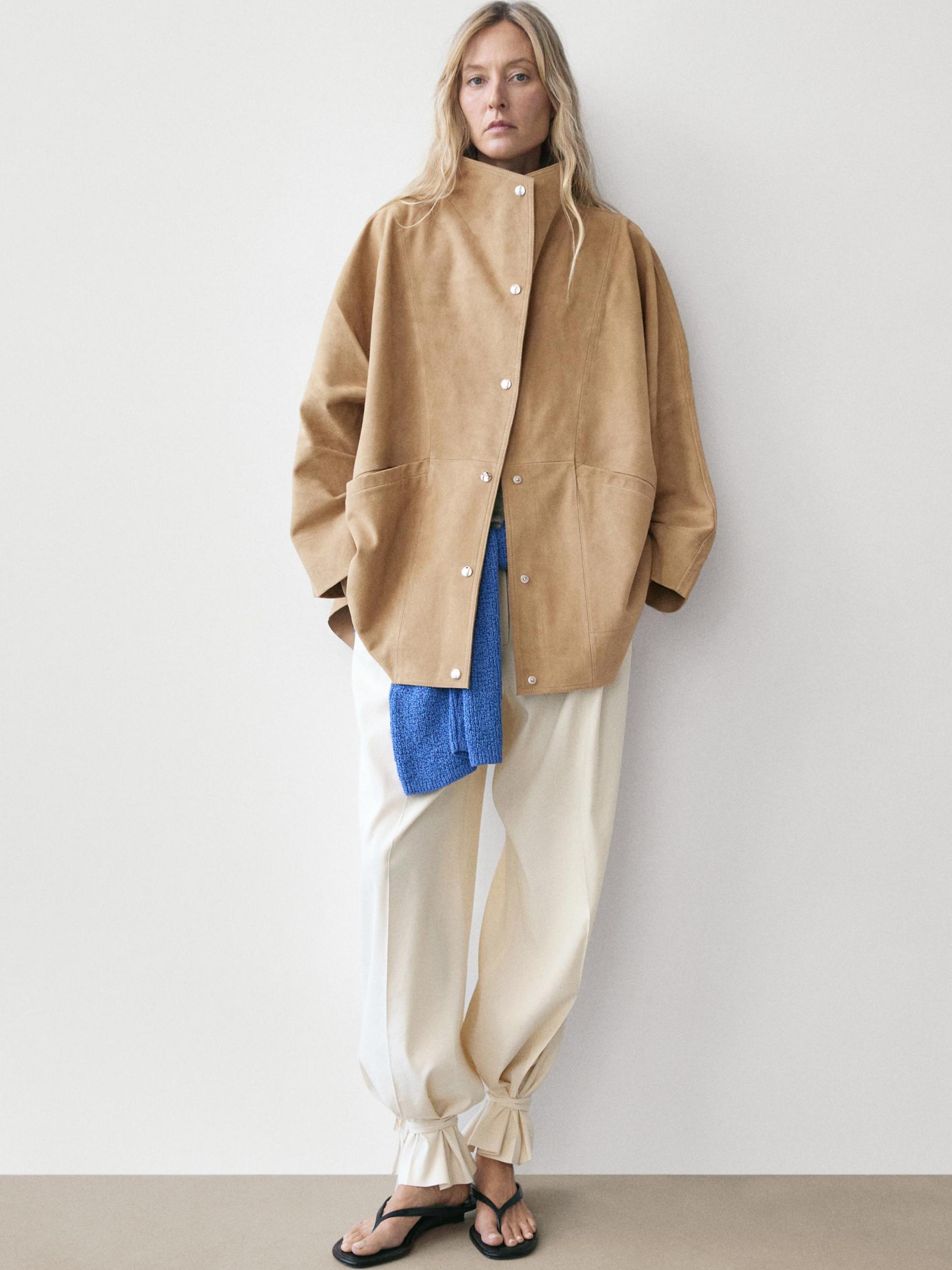Oversize suede leather jacket — SAND