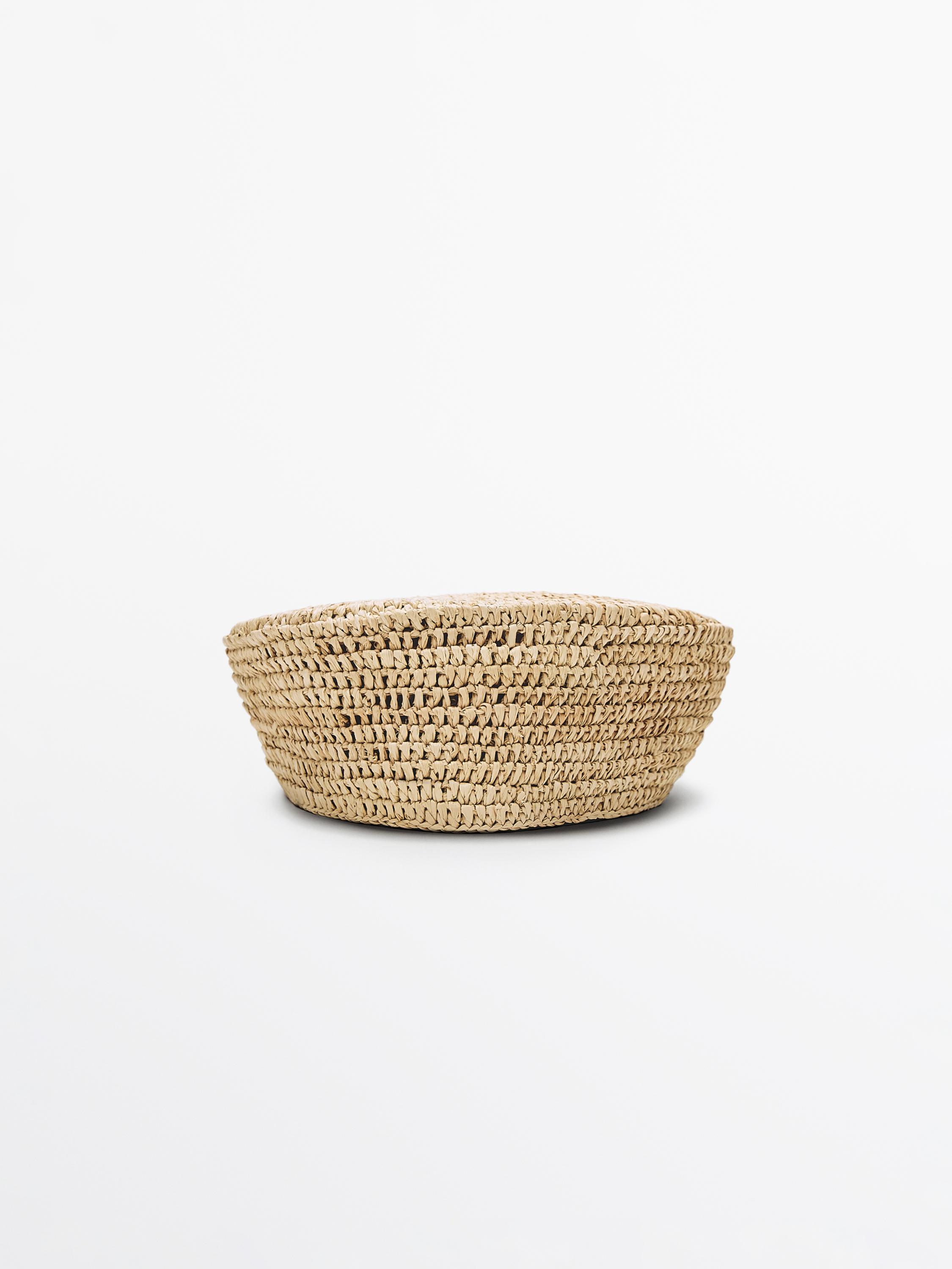 100% raffia skullcap hat
