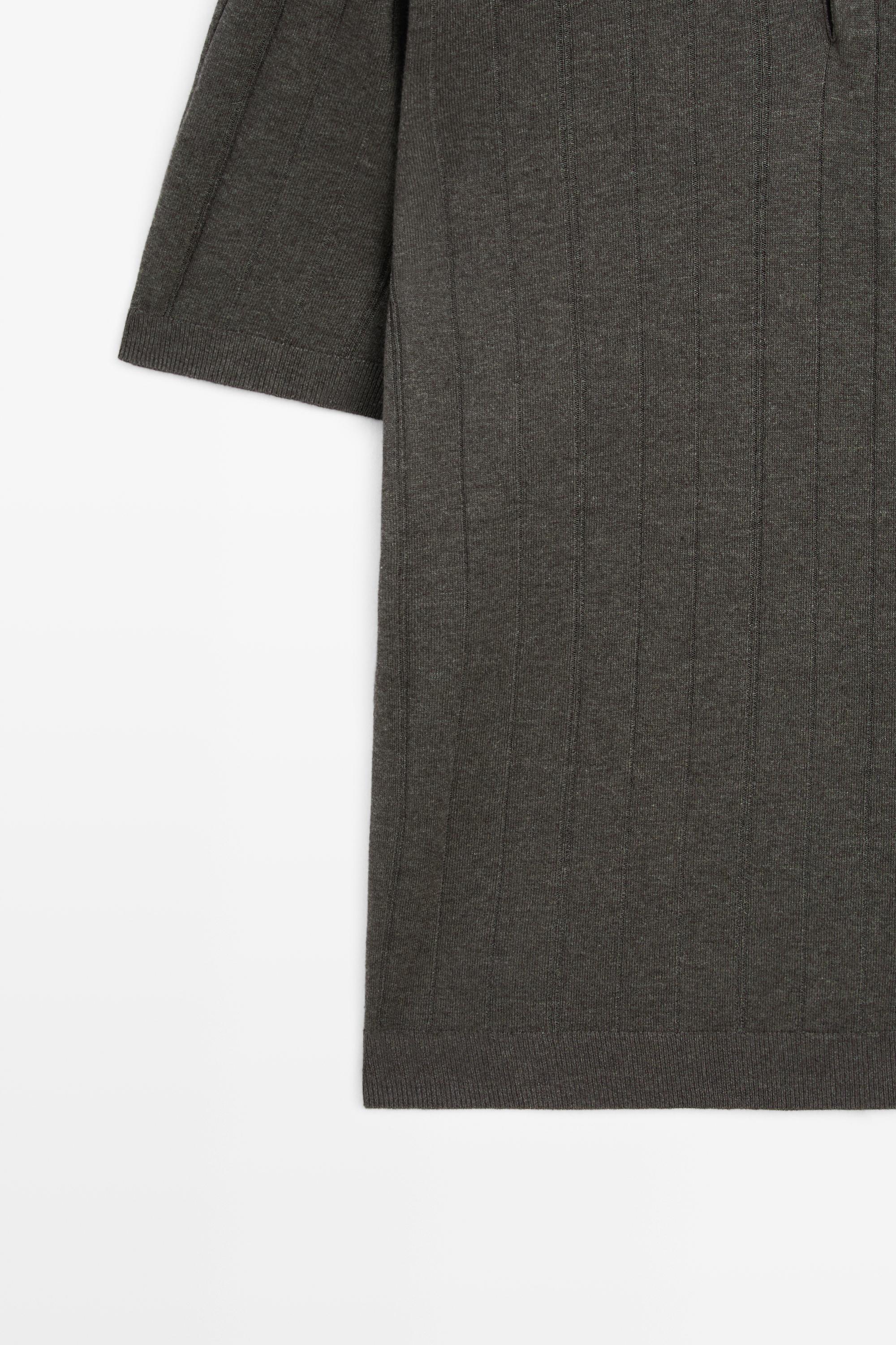 Knit cotton blend polo shirt with short sleeves — CHARCOAL