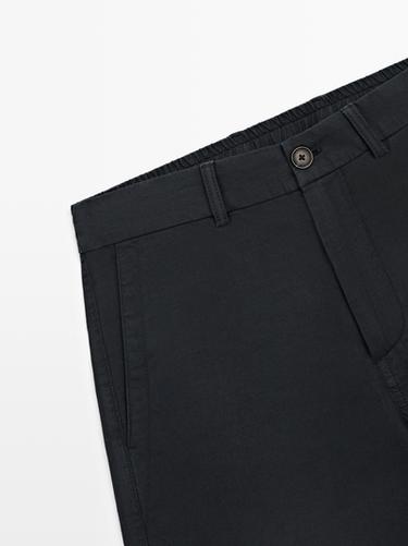 Linen blend Bermuda shorts — NAVY BLUE 7