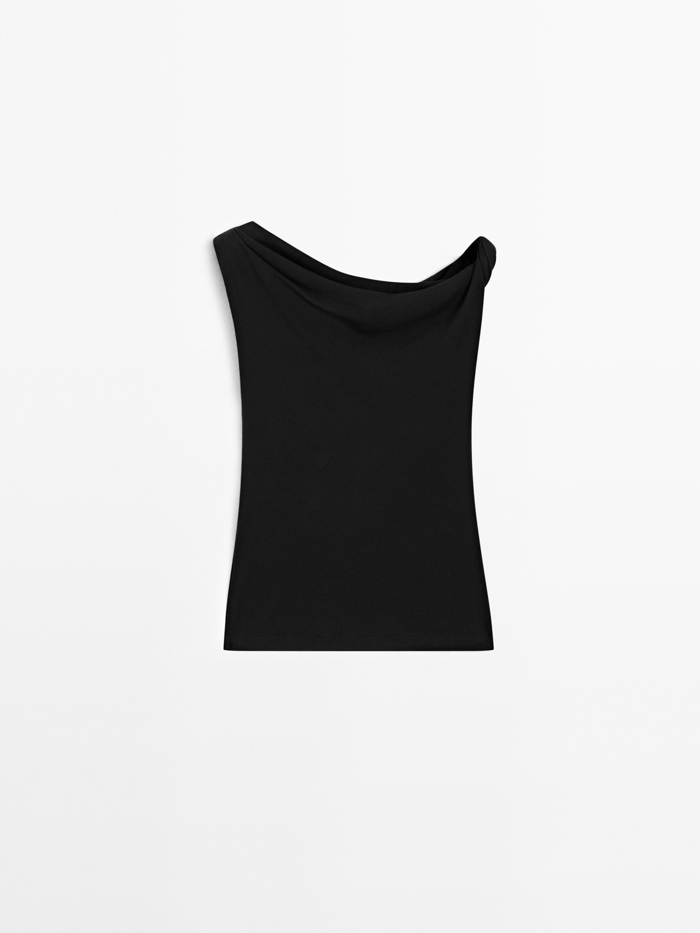Top drapé avec nœud en coton
