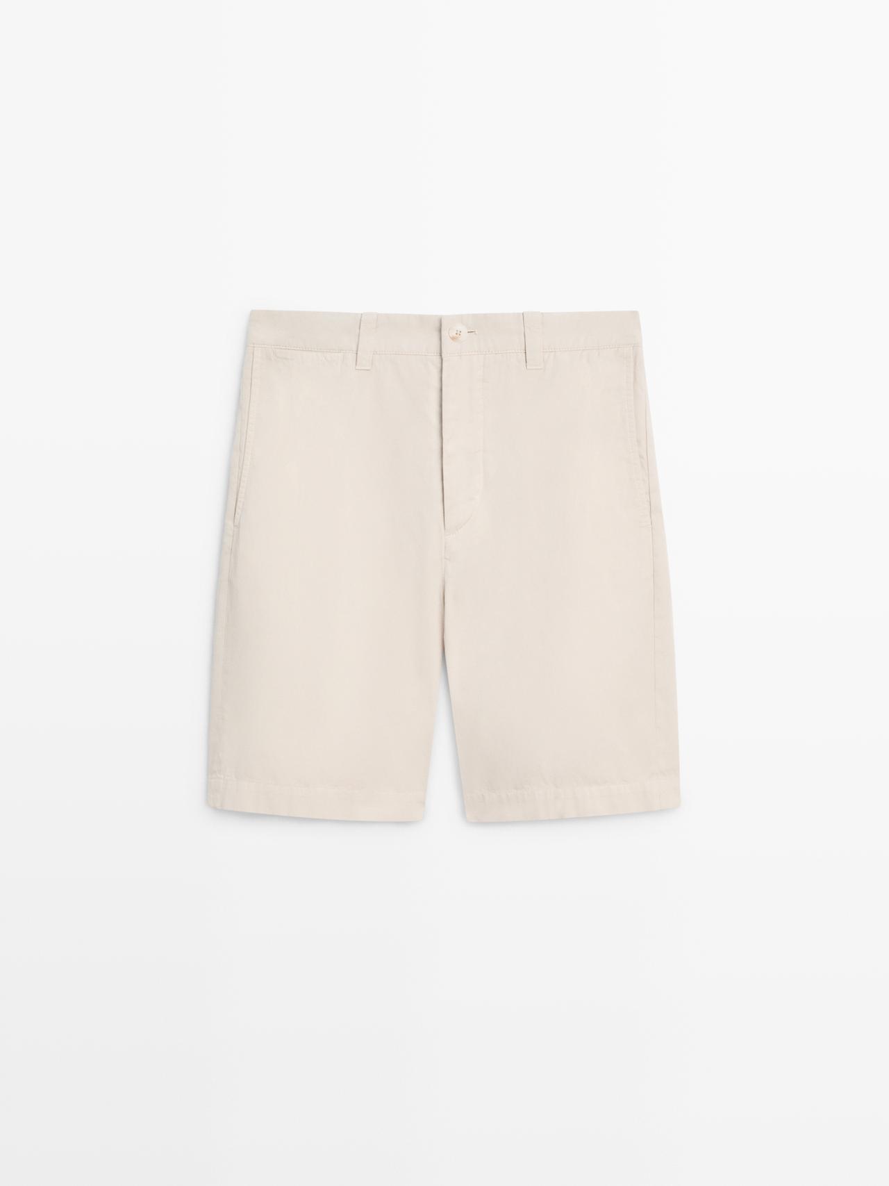 Bermuda Détail Taille Coton - Sable - 44 - Massimo Dutti - Homme