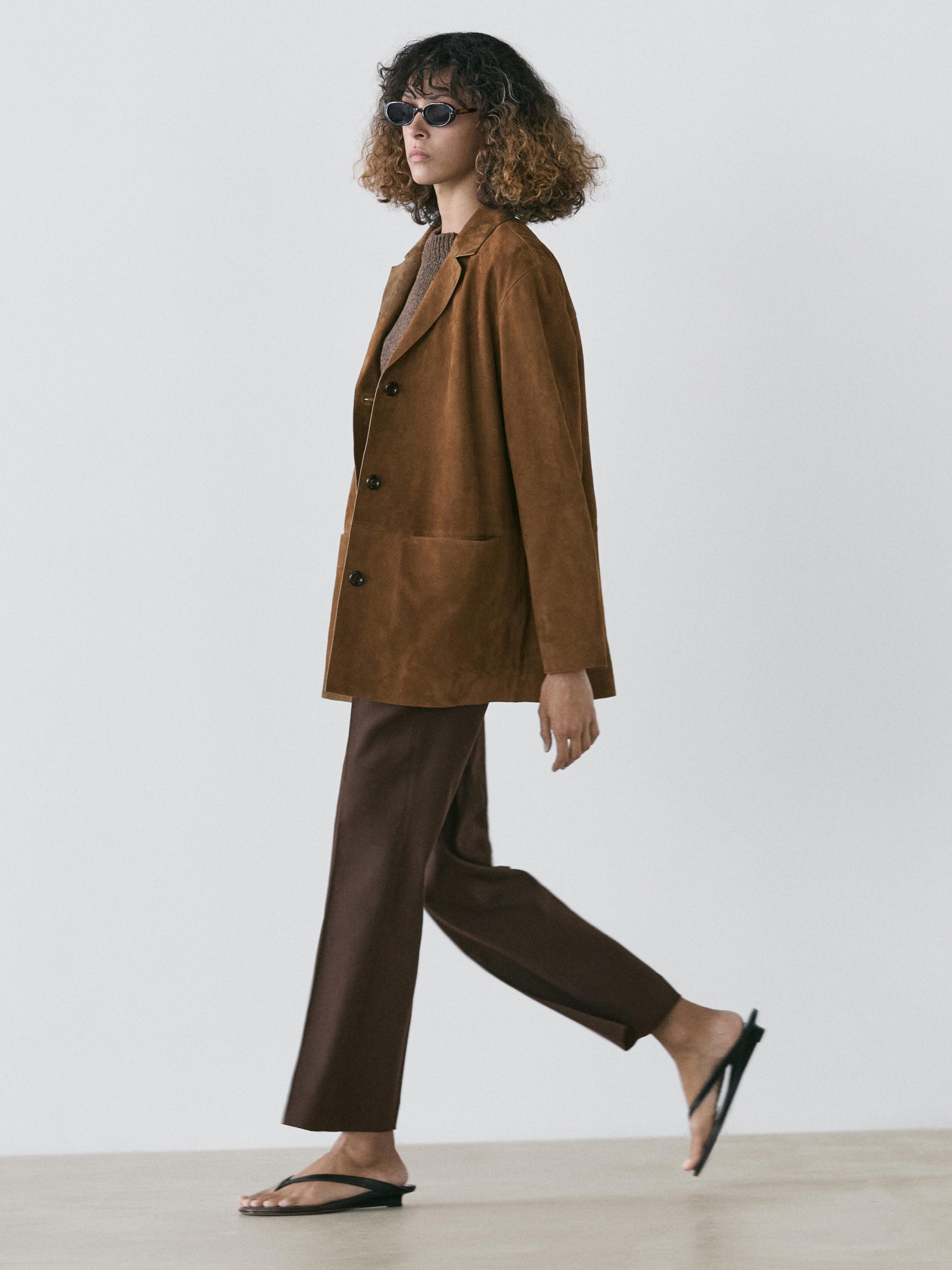 Suede leather jacket — CAMEL