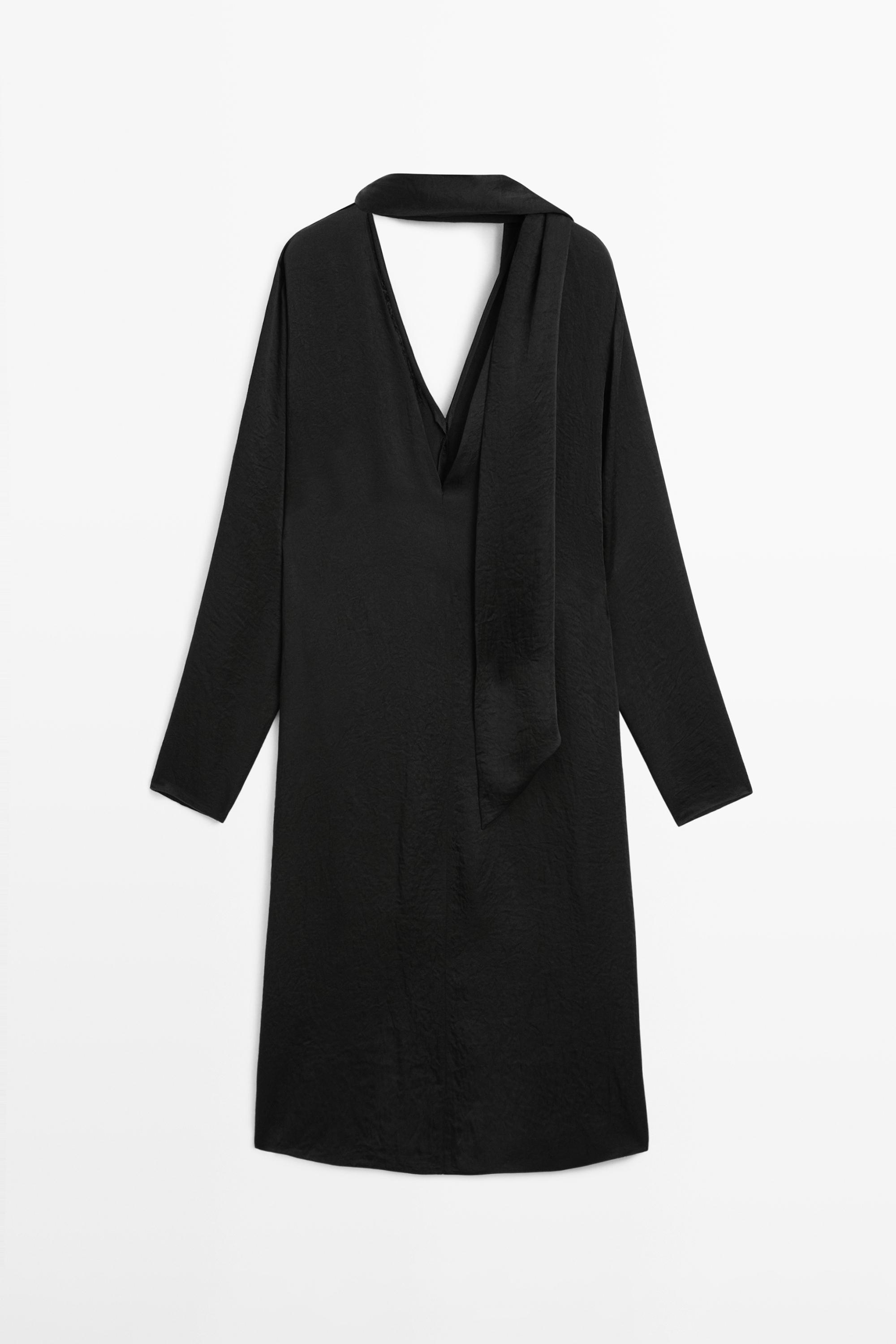 V-neckline blouse with tie detail - STUDIO — BLACK