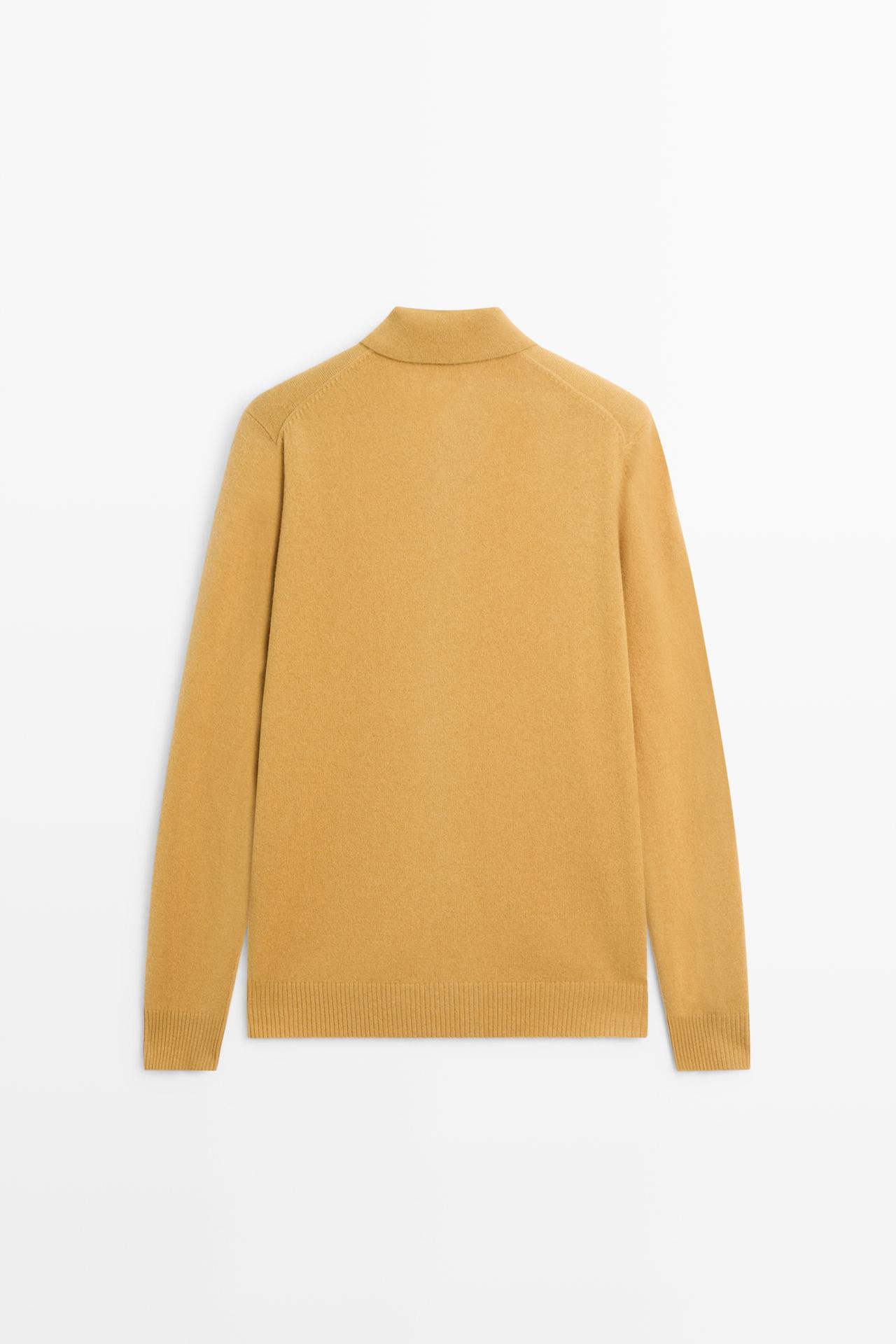 Wool blend polo sweater — MUSTARD YELLOW