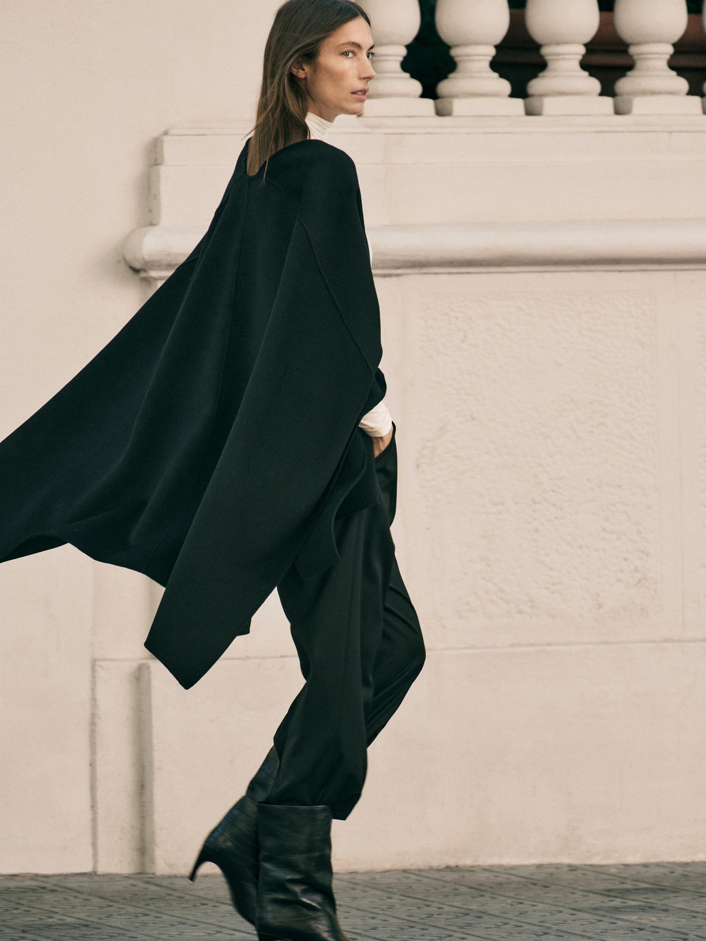 Wool blend felt texture cape