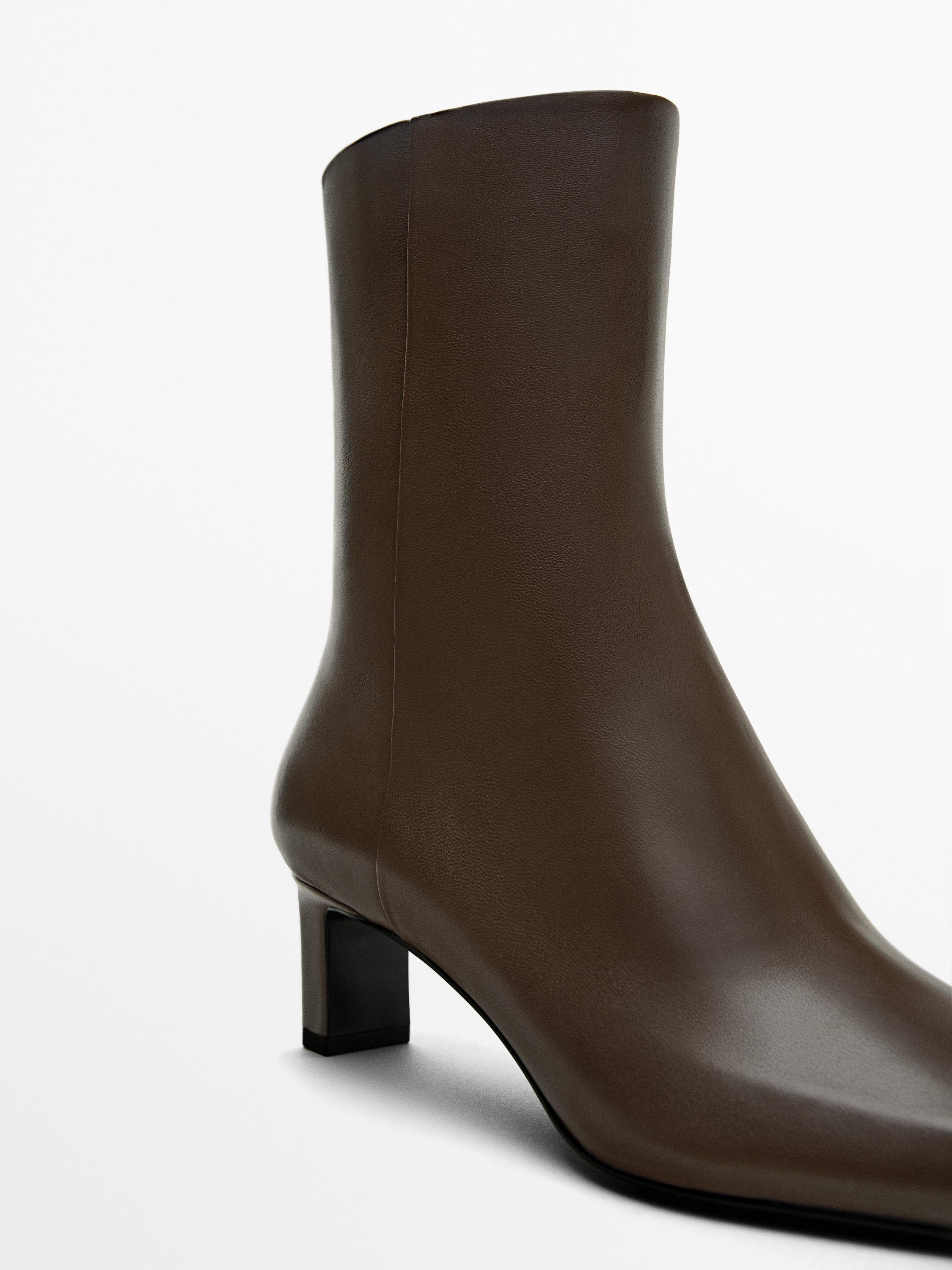 Leather heeled ankle boots