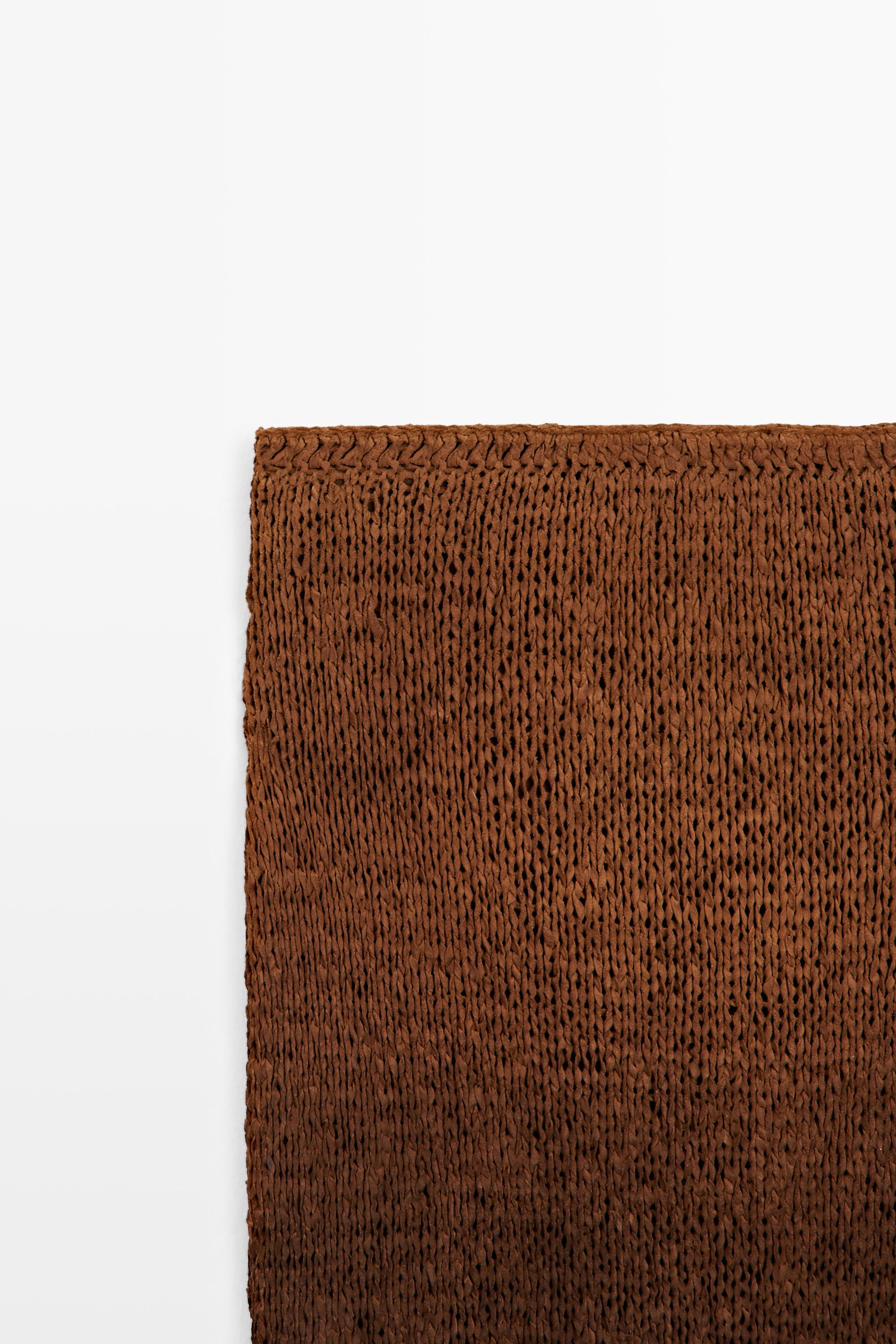 Suede leather knit midi skirt — BROWN